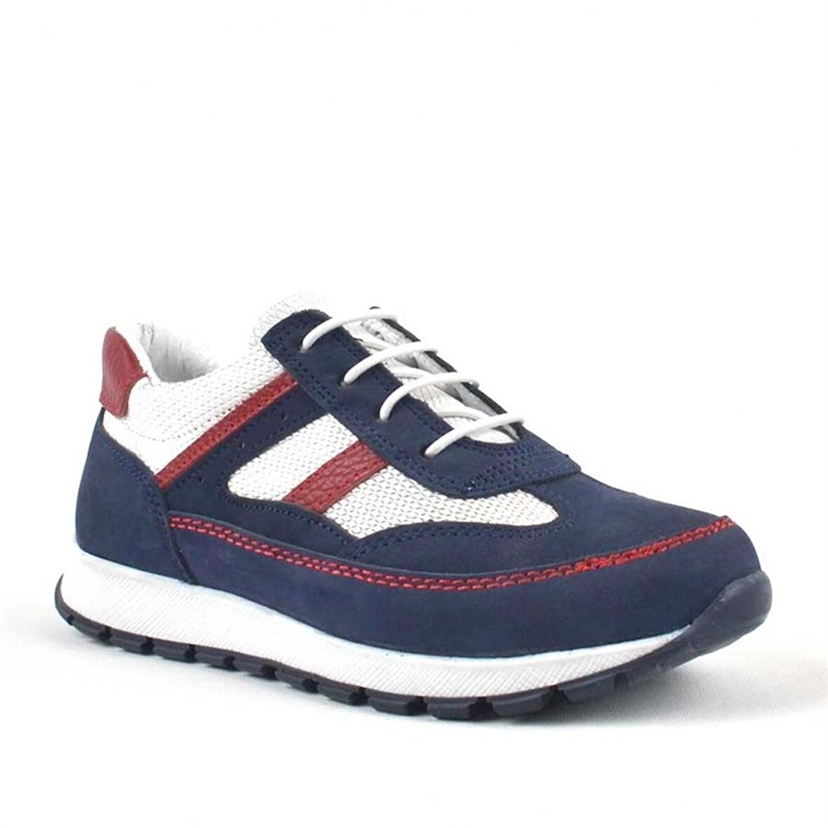 Hakiki Deri Lacivert Bağcıklı Erkek Çocuk Spor Okul Ayakkabı