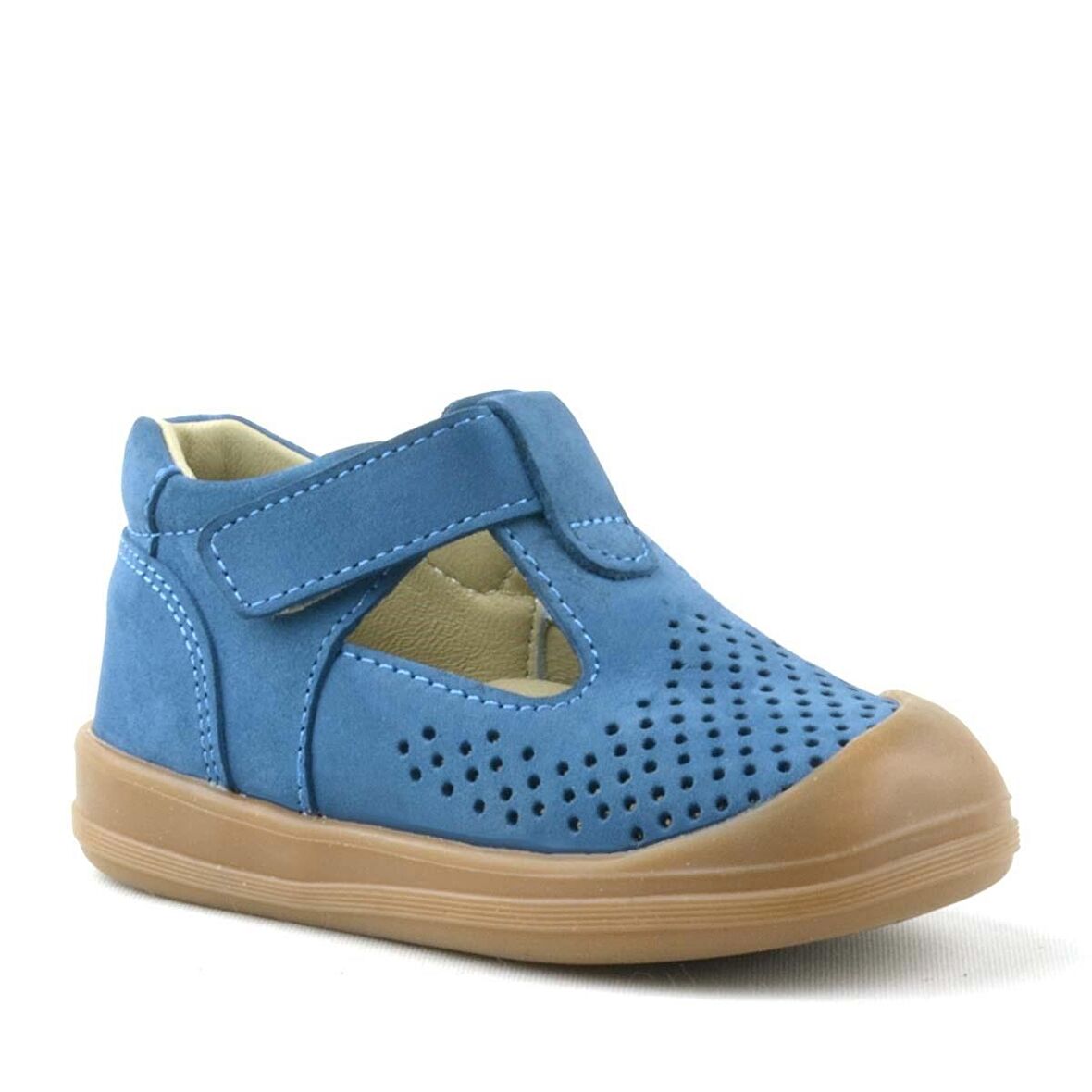 Rakerplus Hakiki Deri Lacivert Cırtlı Anatomik Bebek Sandalet