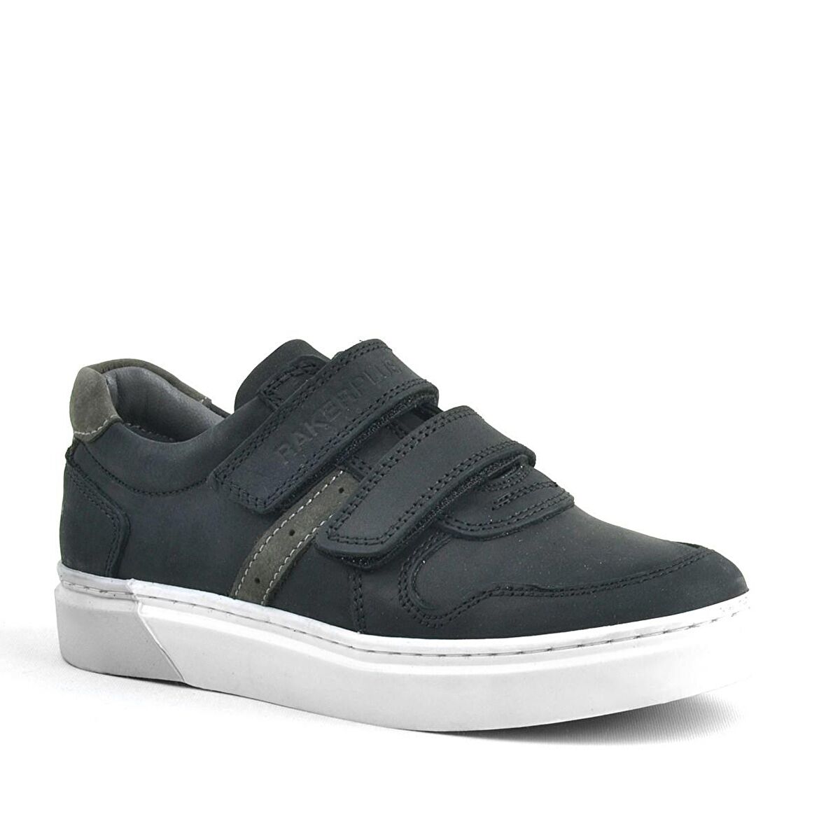 Hakiki Deri Siyah Cırtlı Erkek Çocuk Sneaker