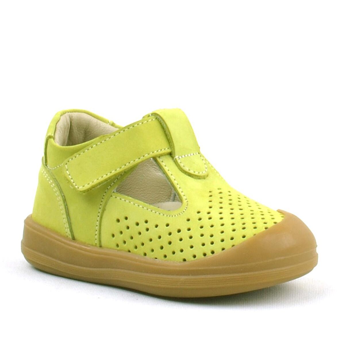 Rakerplus Hakiki Deri Fıstık Yeşili Cırtlı Anatomik Bebek Sandalet