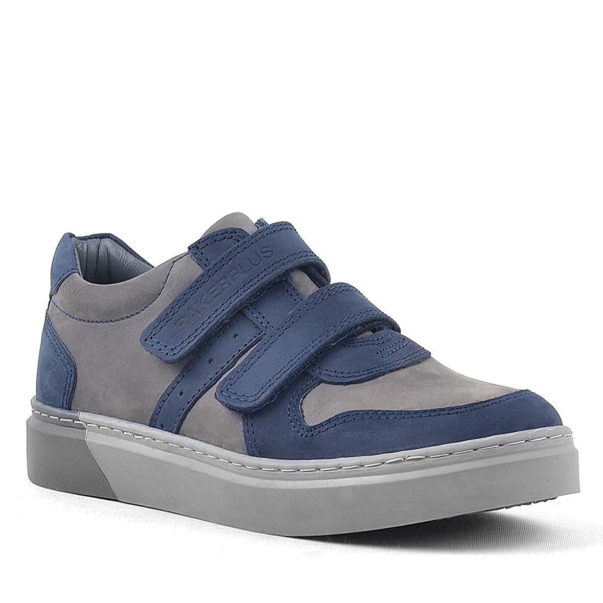 Rakerplus Hakiki Deri Lacivert Gri Cırtlı Erkek Çocuk Sneaker Ayakkabı