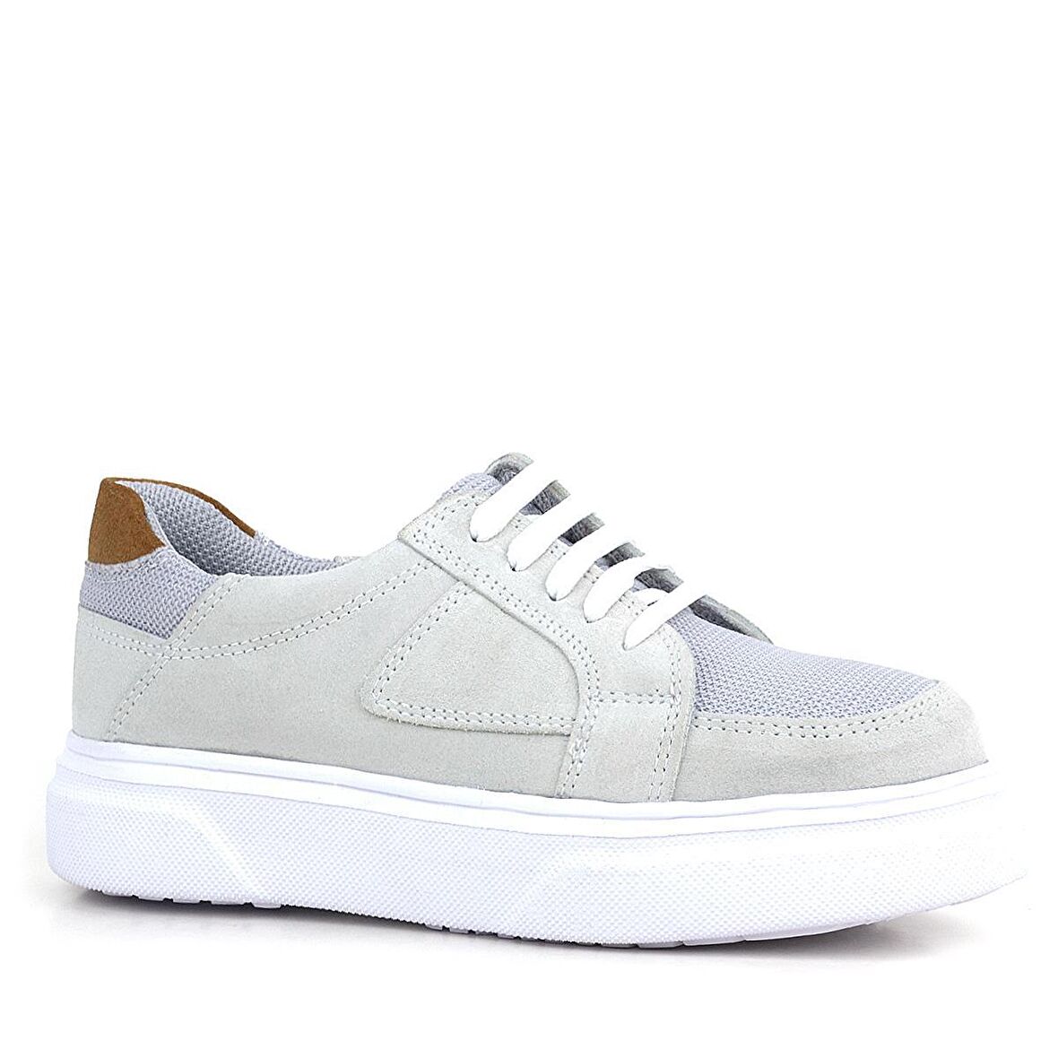 Rakerplus Hakiki Deri Gri Bağcıklı Çocuk Günlük Okul Ayakkabı