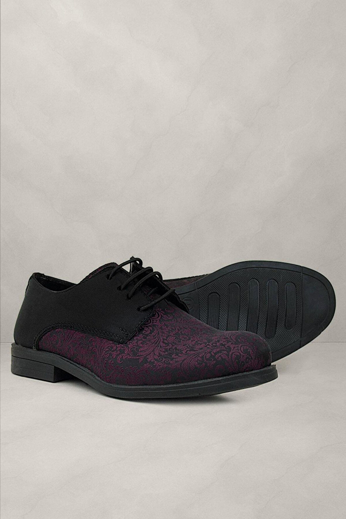 Rakerplus Bordo Siyah Bağcıklı Takım Elbise Klasik Çocuk Ayakkabı