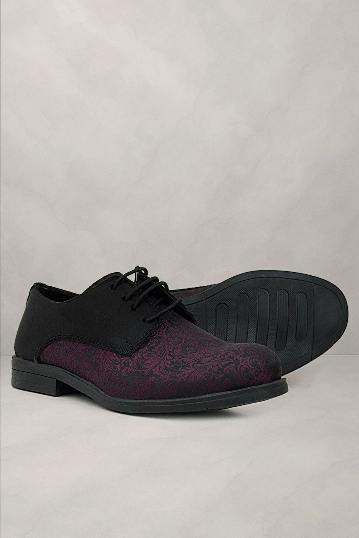 Rakerplus Bordo Siyah Bağcıklı Takım Elbise Klasik Çocuk Ayakkabı