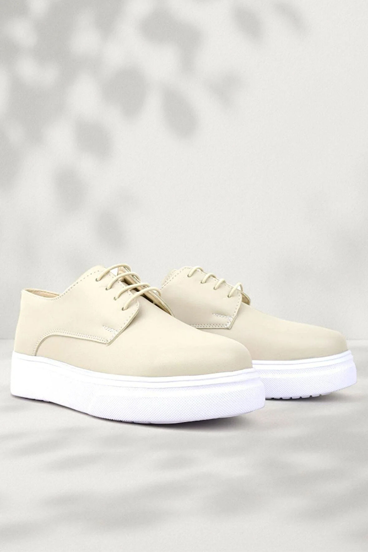 Rakerplus Derby Krem Cilt Yüksek Taban Çocuk Klasik Ayakkabı