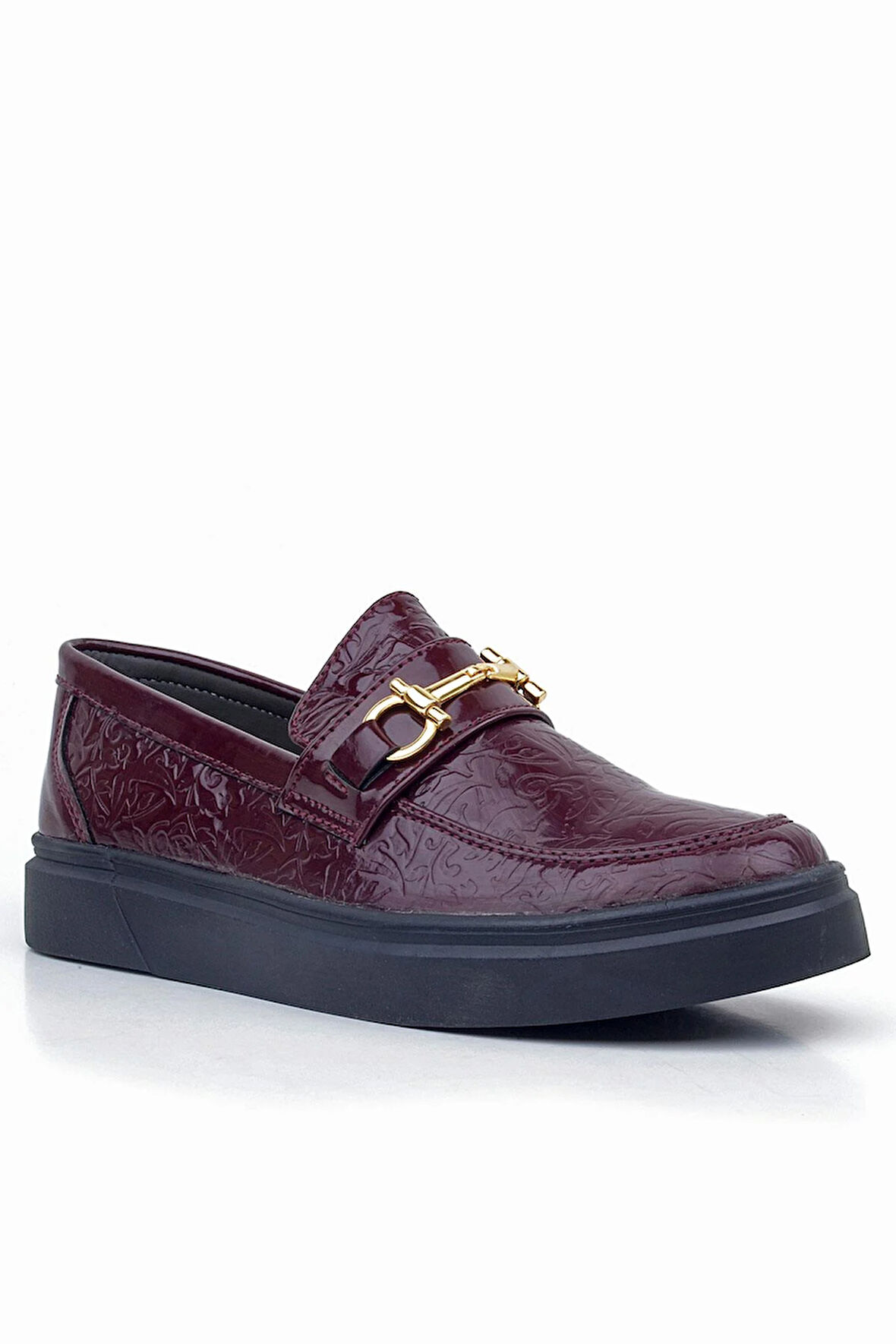 Rakerplus Bordo Tokalı Loafer Çocuk Klasik Ayakkabı