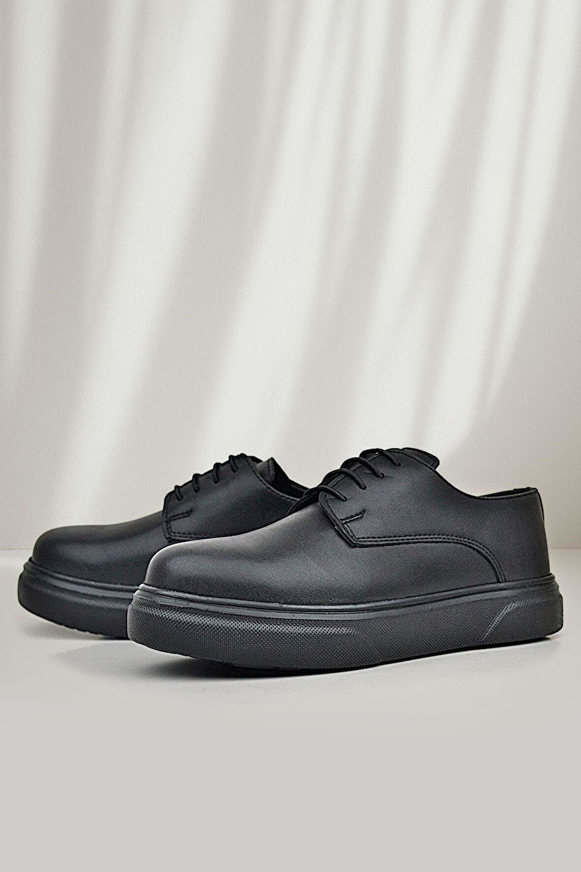 Rakerplus Derby Siyah Mat Siyah Taban Çocuk Klasik Ayakkabı