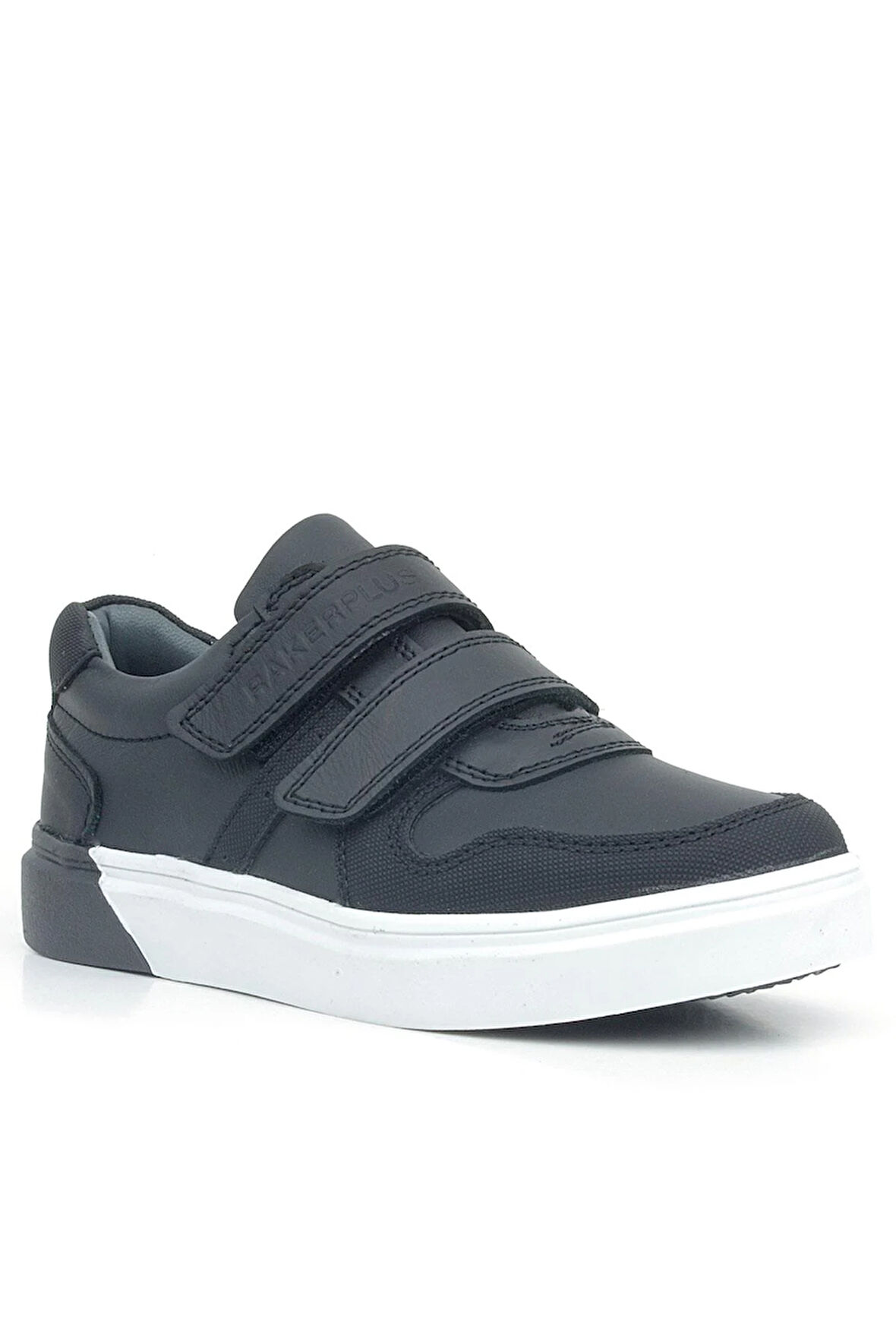 Rakerplus Hakiki Deri Siyah Beyaz Cırtlı Erkek Çocuk Sneaker