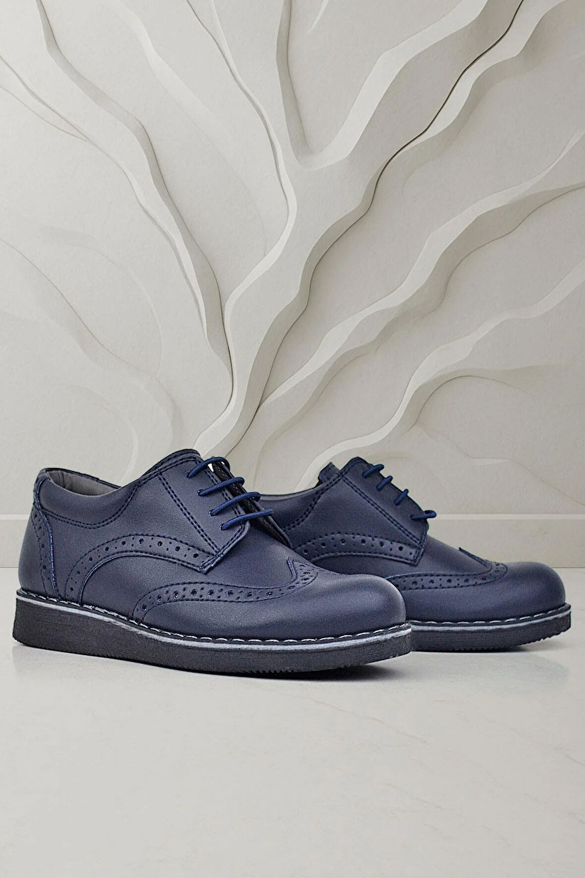 Rakerplus Lacivert Mat Bağcıklı Erkek Çocuk Klasik Ayakkabı