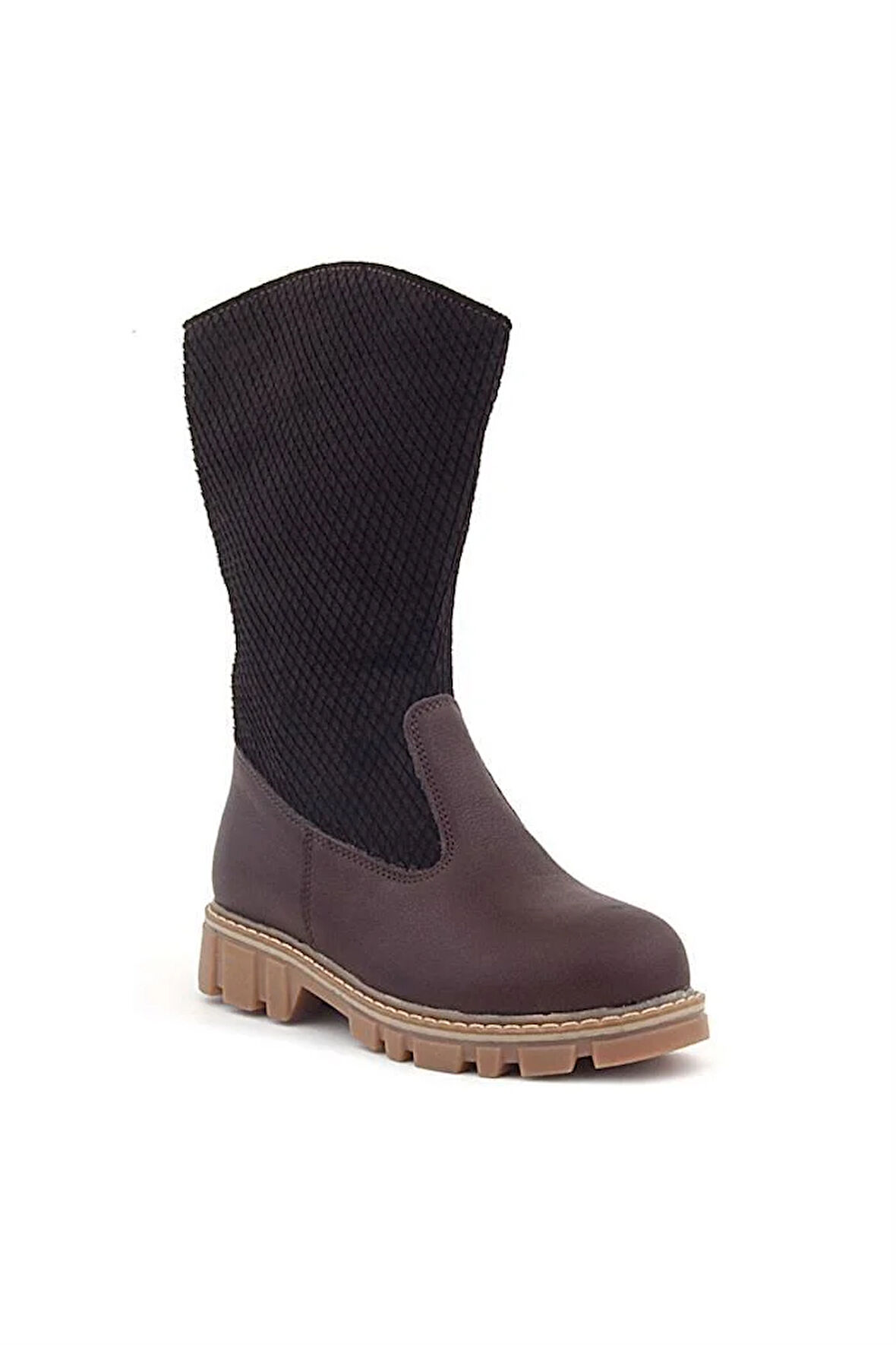 Rakerplus Hakiki Deri Kahverengi Fermuarlı Uzun Kız Çocuk Çizme