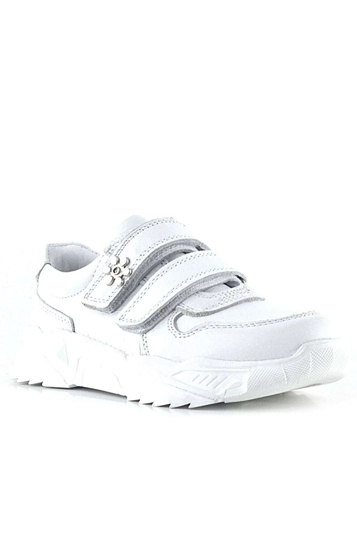 Rakerplus Hakiki Deri Beyaz Çiçek Detaylı Kız Çocuk Spor Ayakkabı