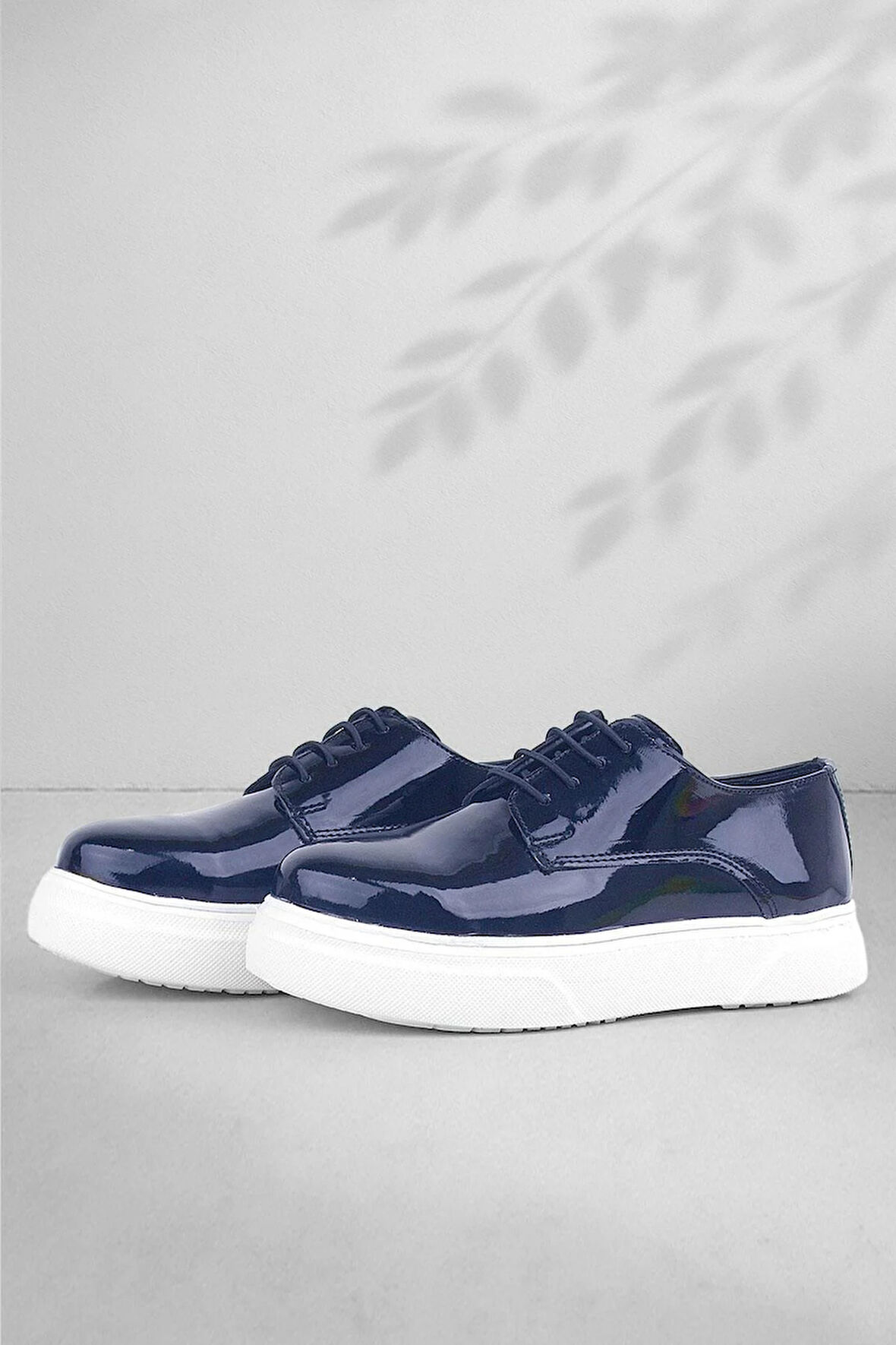 Rakerplus Derby Lacivert Rugan Beyaz Taban Çocuk Klasik Ayakkabı