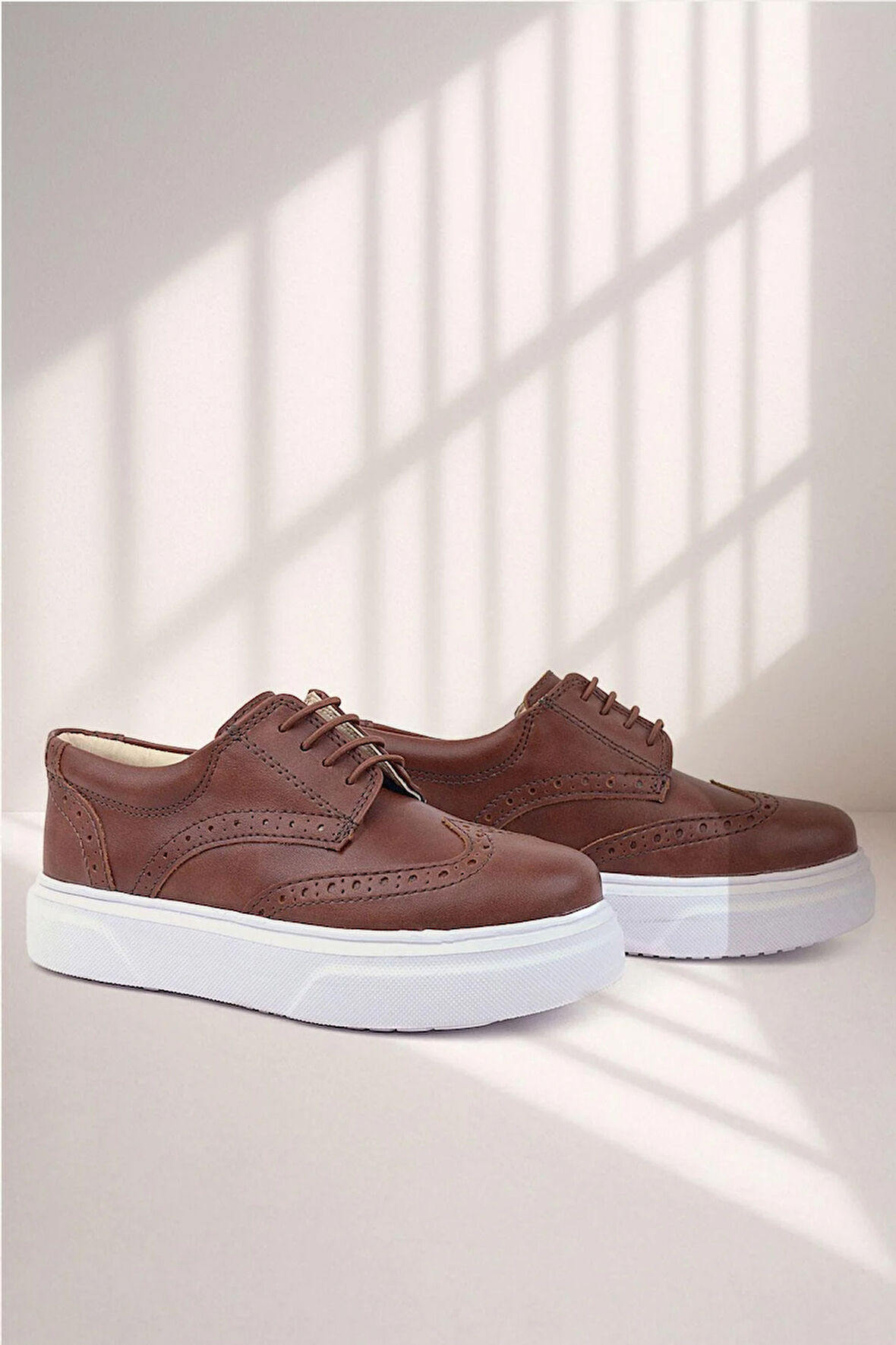 Rakerplus Taba Beyaz Taban Oxford Çocuk Klasik Ayakkabı