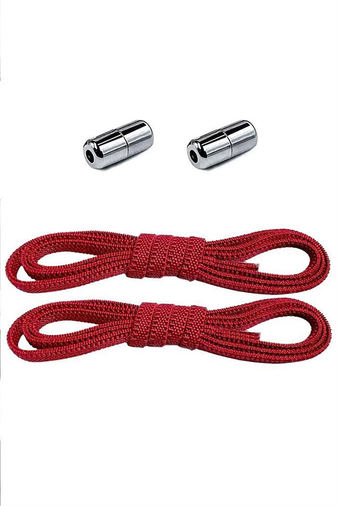 Ayarlanabilir 1 Çift Kırmızı Vidalı Kapsül Uçlu 6 MM Lastik Pratik Bağcık