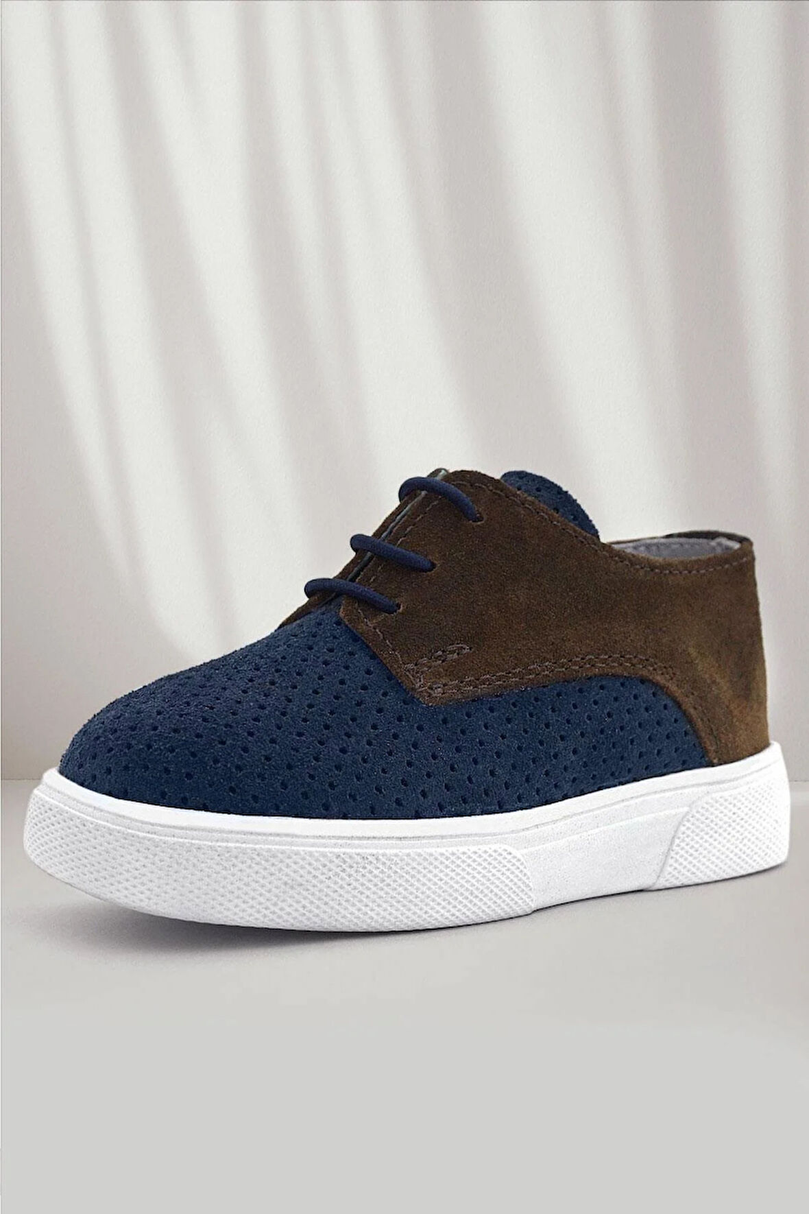 Rakerplus Hakiki Deri Lacivert Kahve Lastikli Erkek Çocuk Günlük Ayakkabı