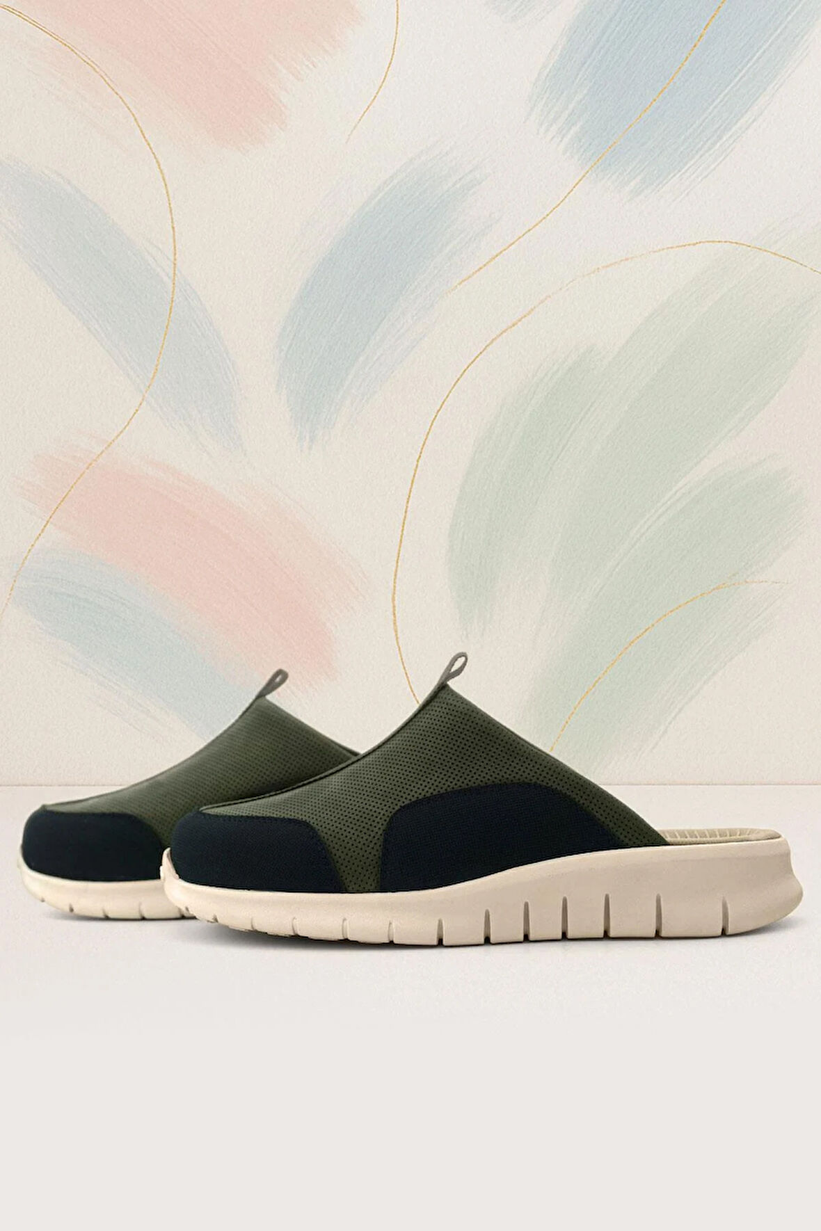 Heep Medikal Hakiki Deri Haki Siyah Krem Tabanlı Comfort Spor Terlik