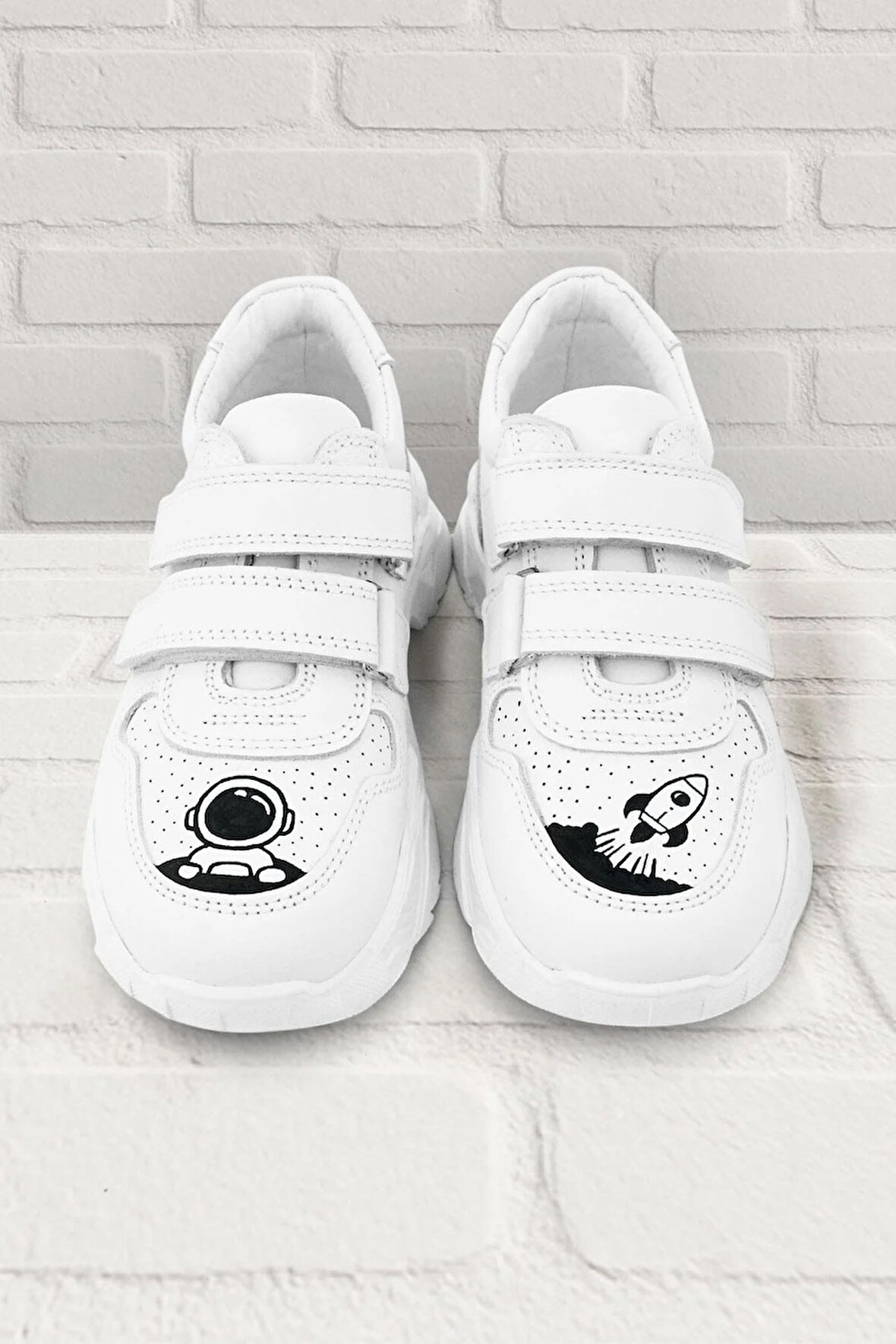 Rakerplus Tbons Özel Tasarım Hakiki Deri Beyaz Kız Çocuk Sneakers Ayakkabı