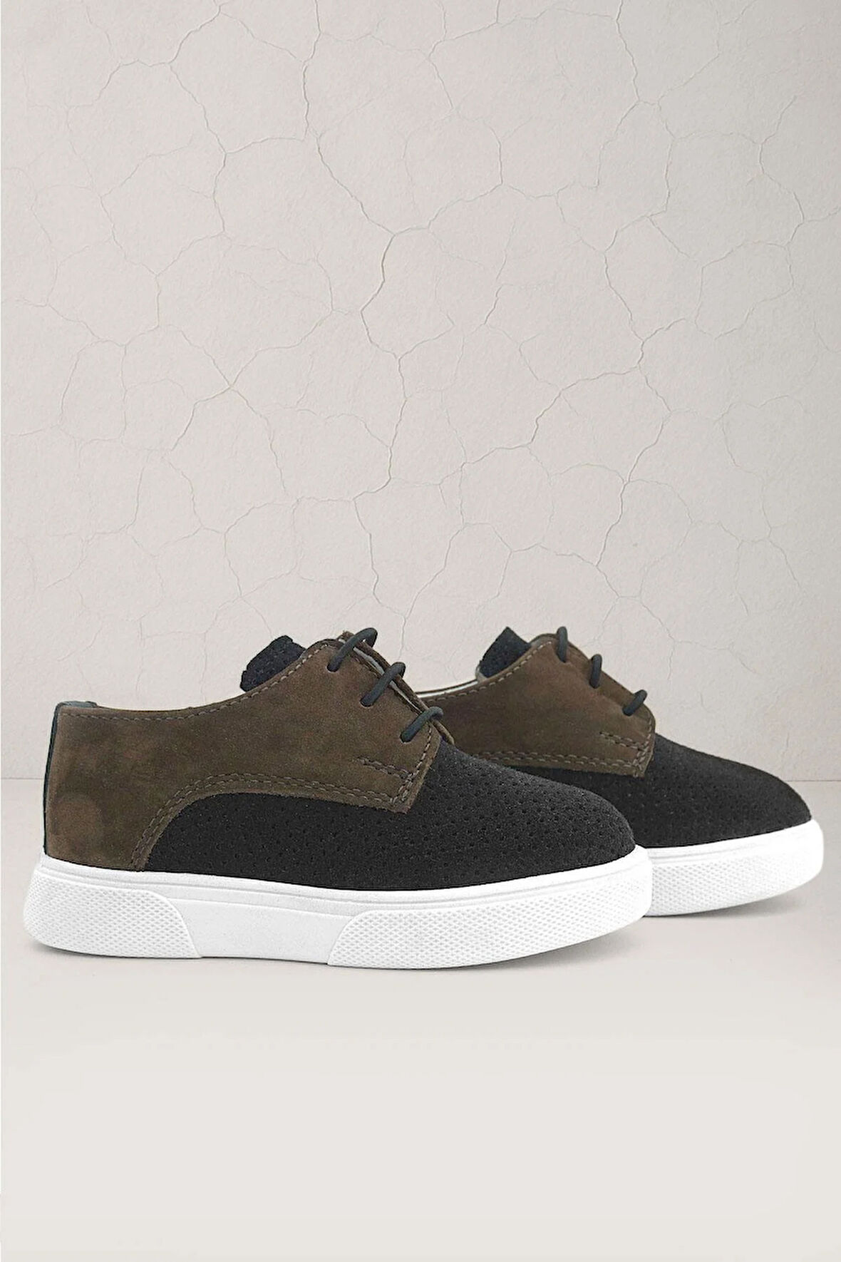 Rakerplus Hakiki Deri Siyah Kahve Lastikli Erkek Çocuk Günlük Ayakkabı