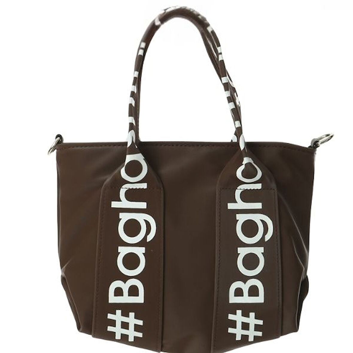 Baghashtag Kahverengi Mini Su Geçirmez Kulp Yazılı Tote Çanta