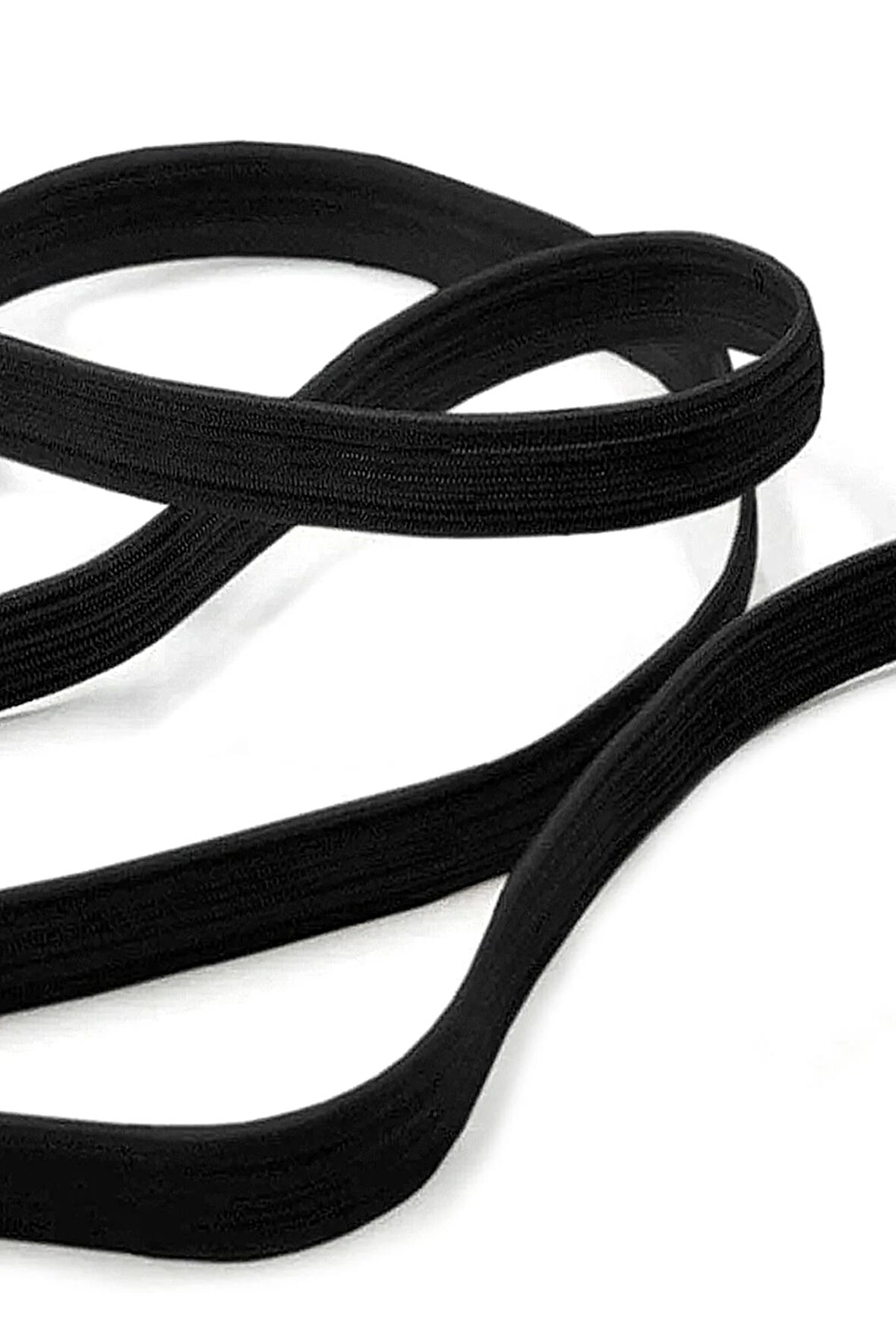 Siyah 12 mm 5 mt Dayanıklı Sert Yassı Elastik Şerit Lastik