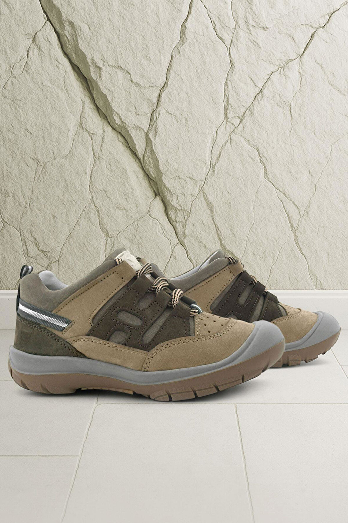 Rakerplus Hakiki Deri Vizon Kahverengi Bağcıklı Çocuk Outdoor Ayakkabı