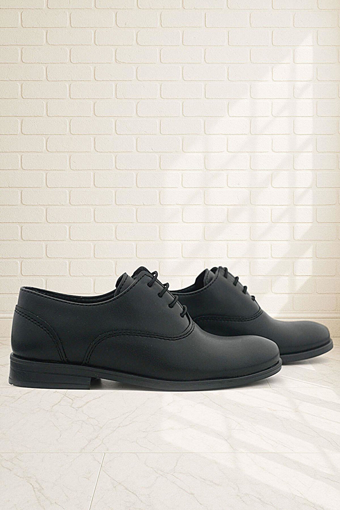 Rakerplus Smokin Siyah Mat Bağcıklı Çocuk Klasik Ayakkabısı