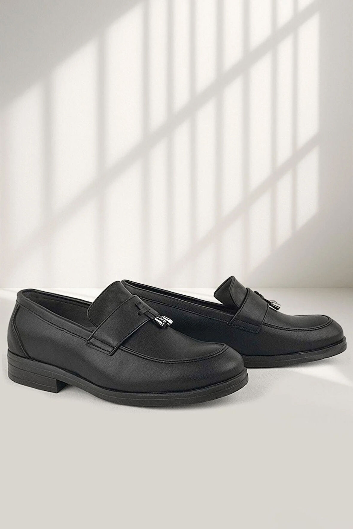 Rakerplus Loafer Siyah Mat Erkek Klasik Çocuk Ayakkabı
