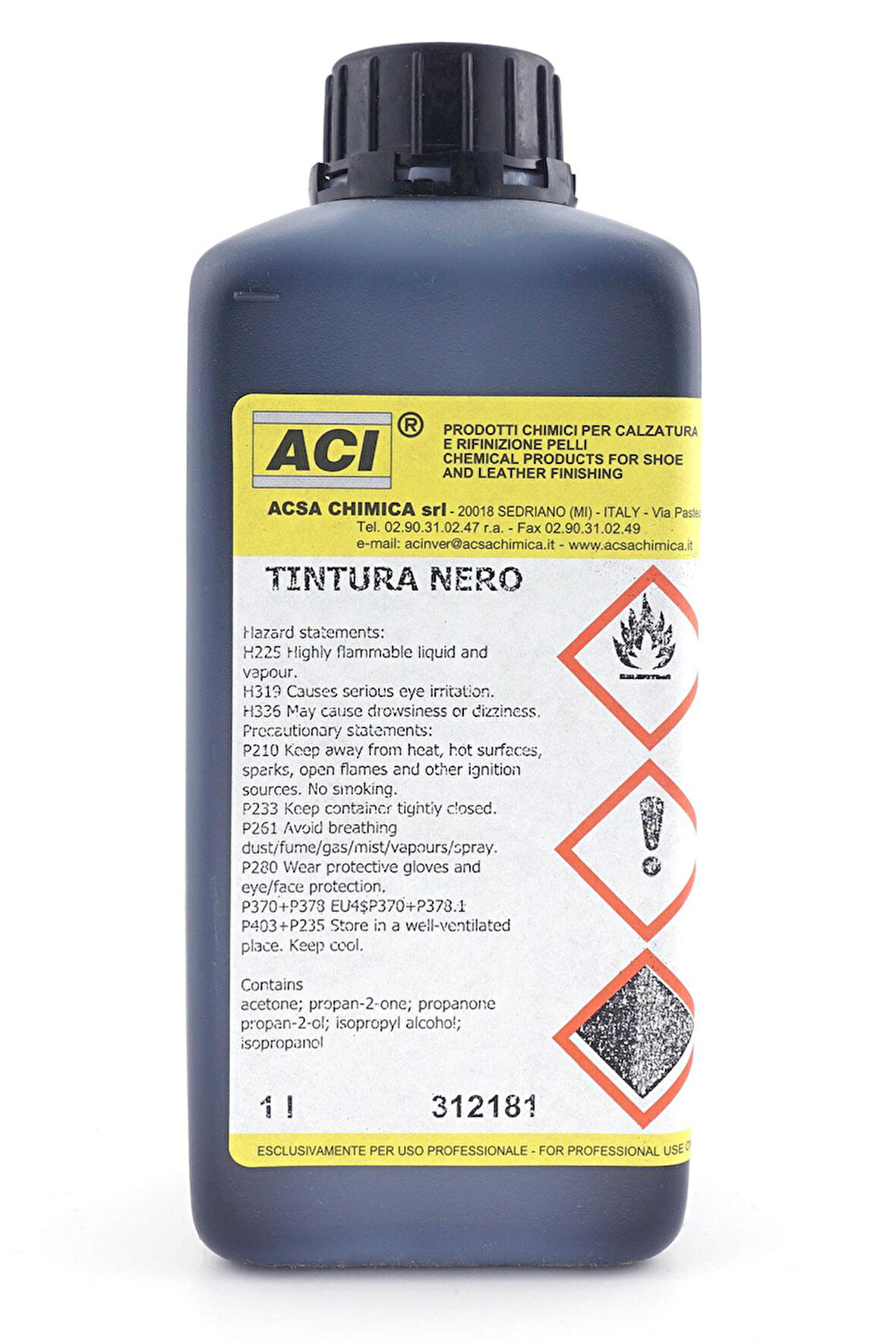 ACI Tintura Nero 1 Litre Profesyonel Siyah Deri Renk Değiştirme Boyası
