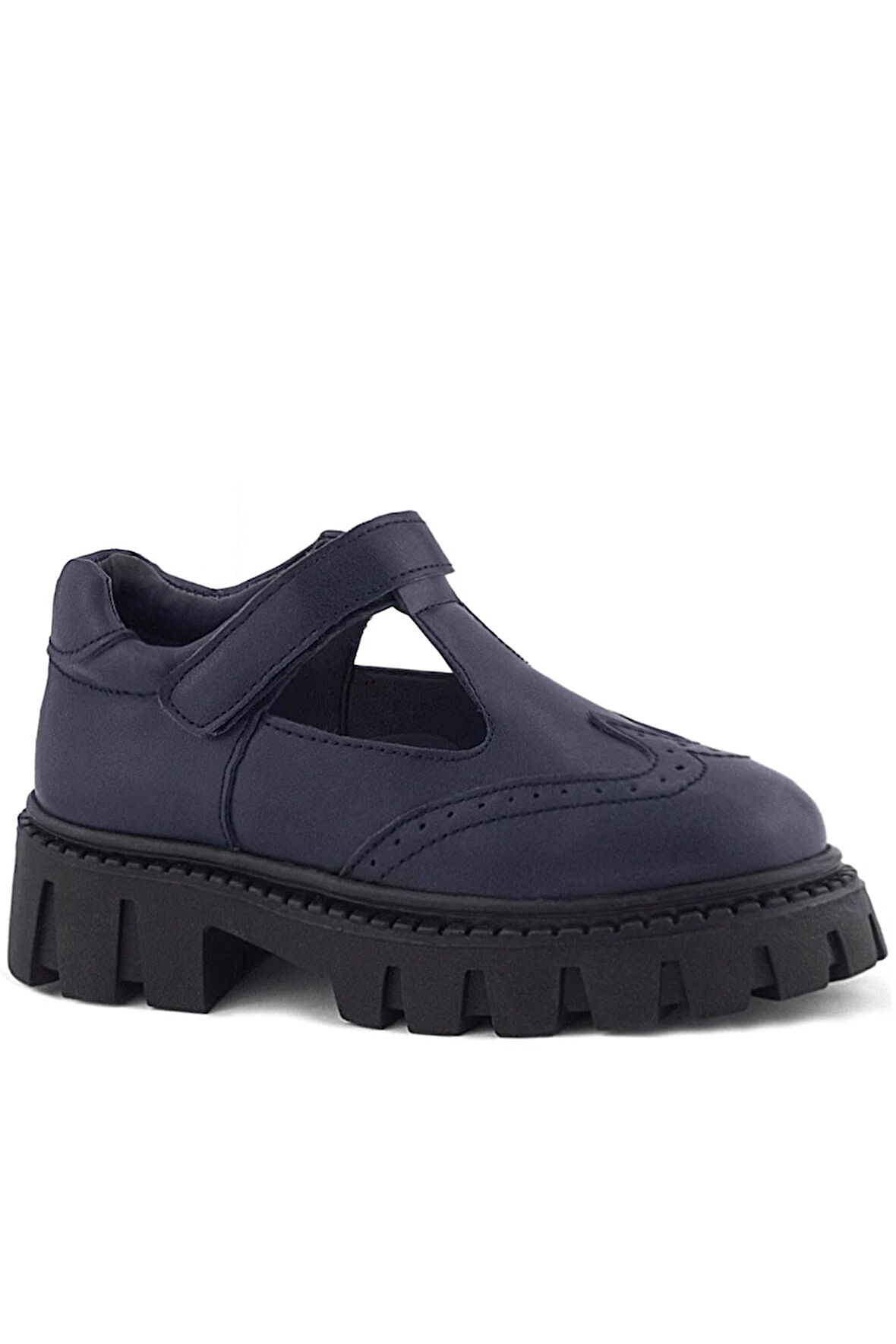 Rakerplus Lacivert Mat Cırtlı Kız Çocuk Okul Ayakkabı
