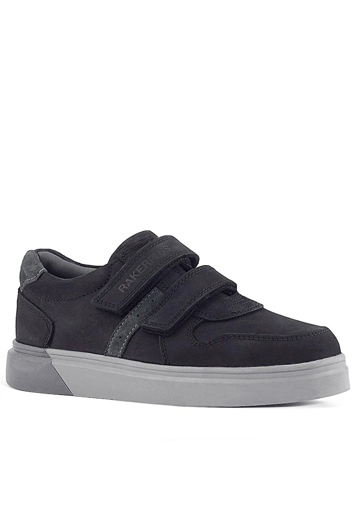 Rakerplus Hakiki Deri Siyah Nubuk Gri Cırtlı Erkek Çocuk Sneaker