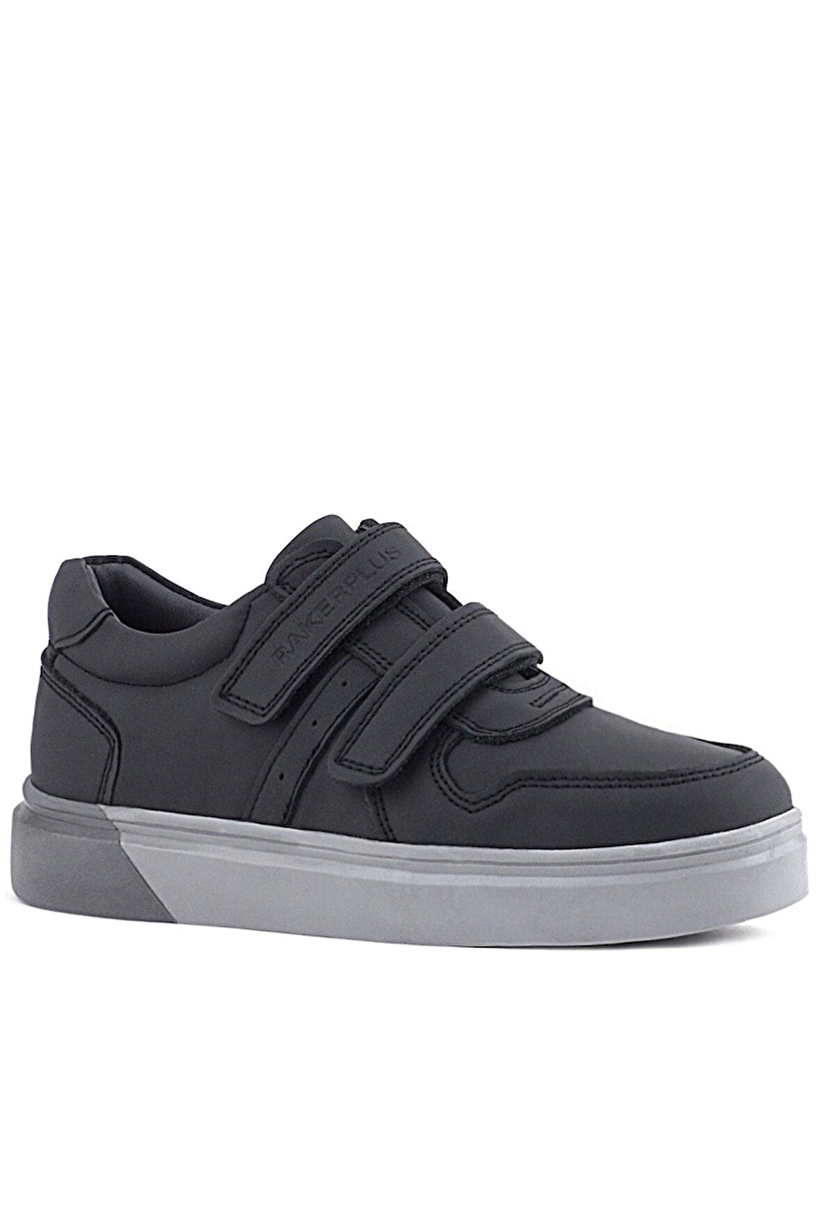 Rakerplus Hakiki Deri Siyah Cilt Gri Tabanlı Cırtlı Erkek Çocuk Sneaker