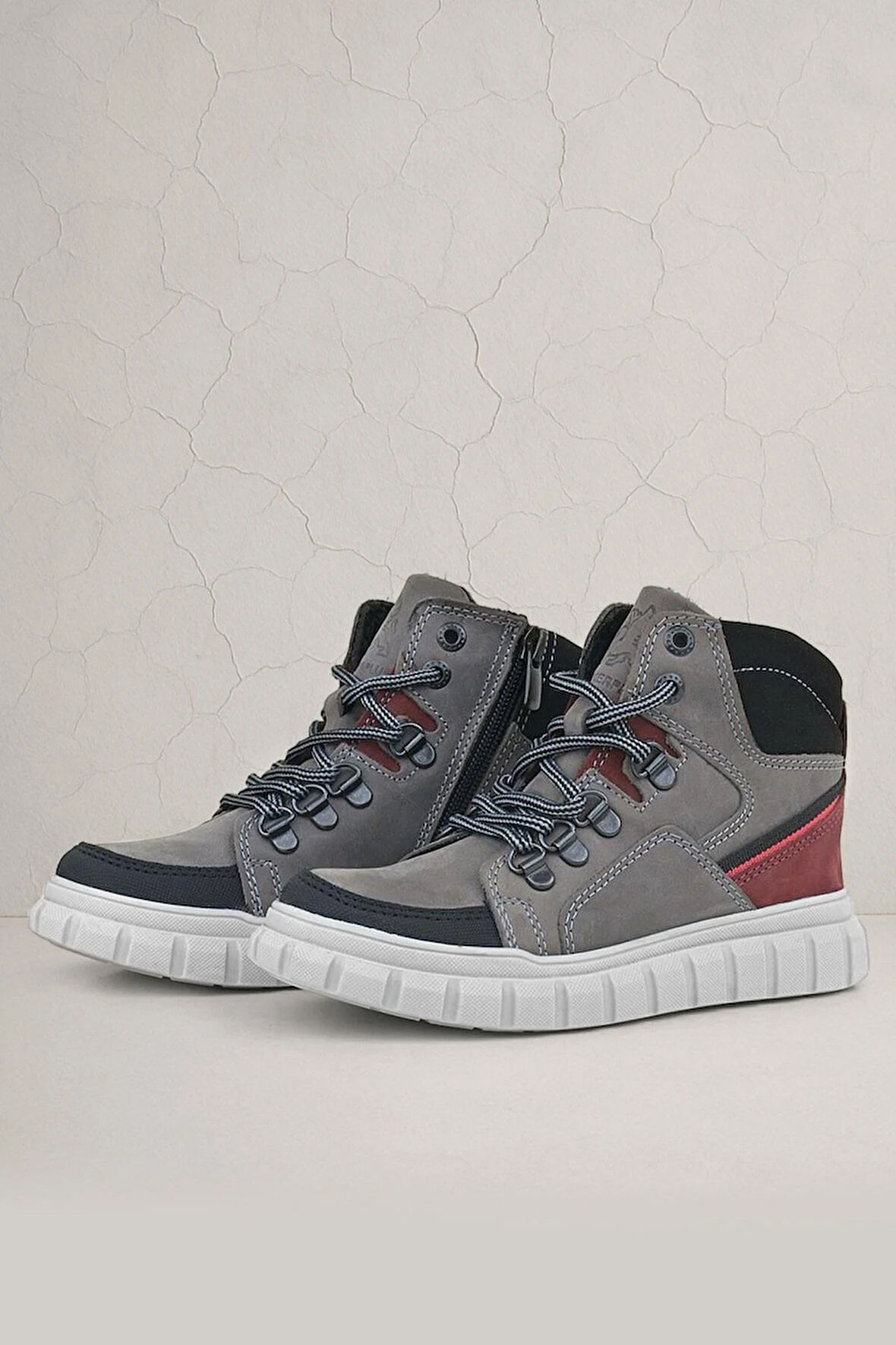 Rakerplus Hakiki Deri Gri Fermuarlı Erkek Çocuk Bot