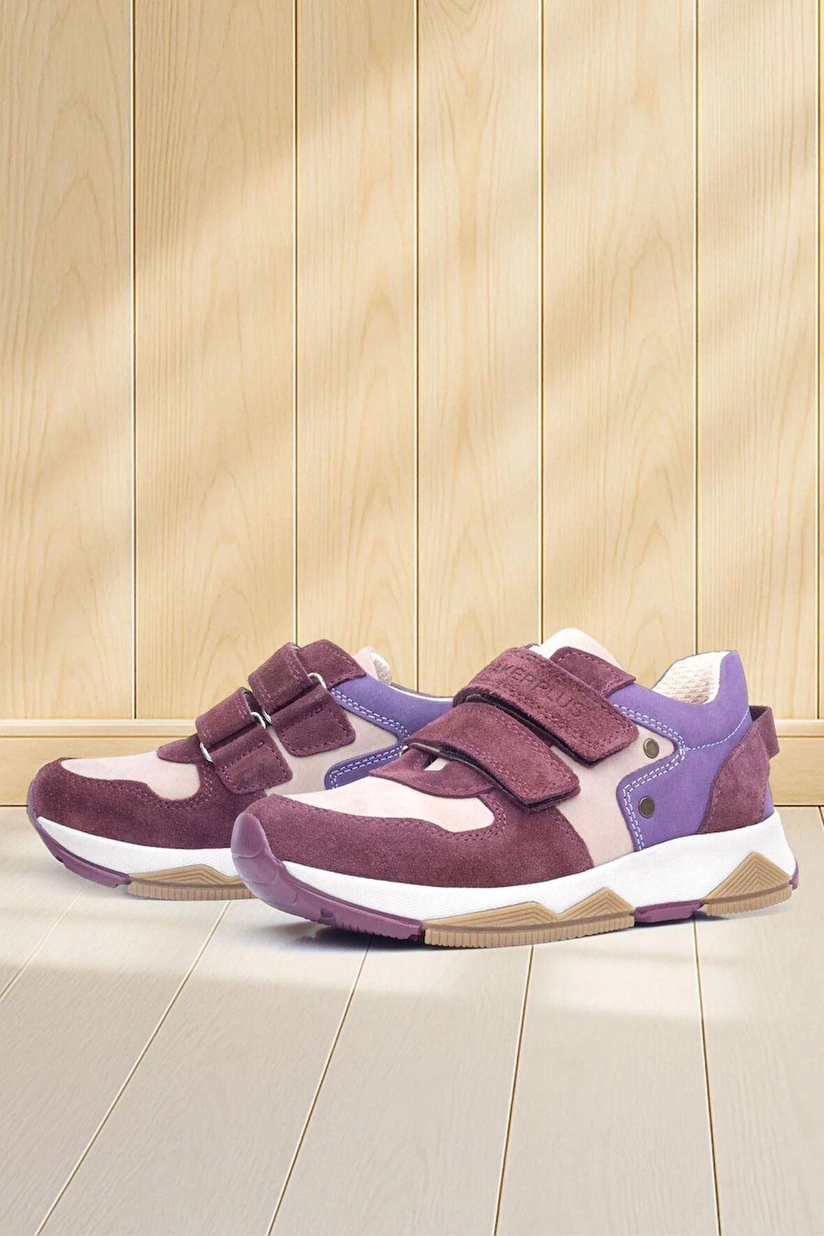 Rakerplus Hakiki Deri Bordo Pembe Metal Detaylı Kız Çocuk Sneakers Ayakkabı