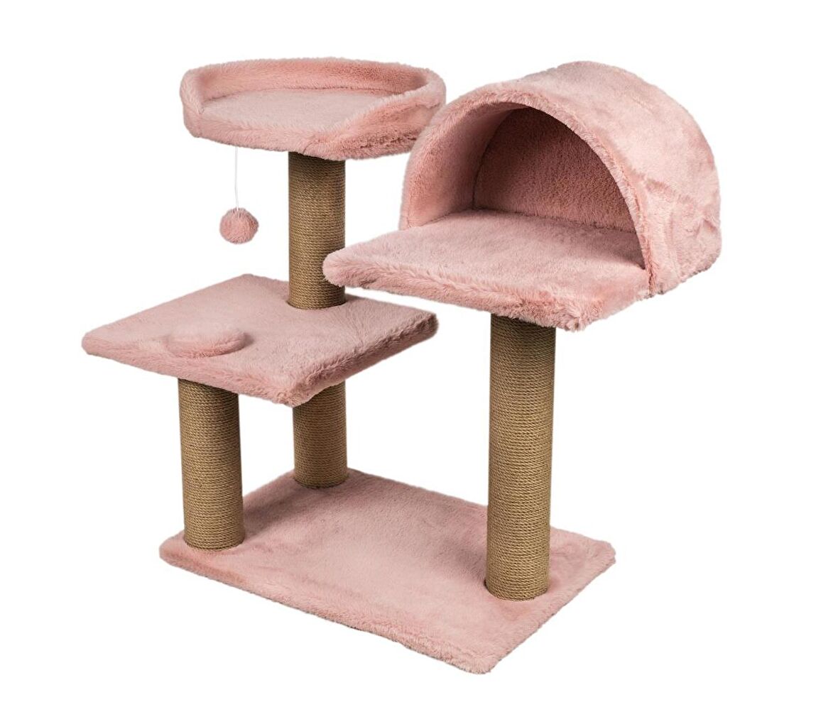 Dubex 53x87x75 cm Kedi Oyun Evi ve Tırmalama Platformu Pembe