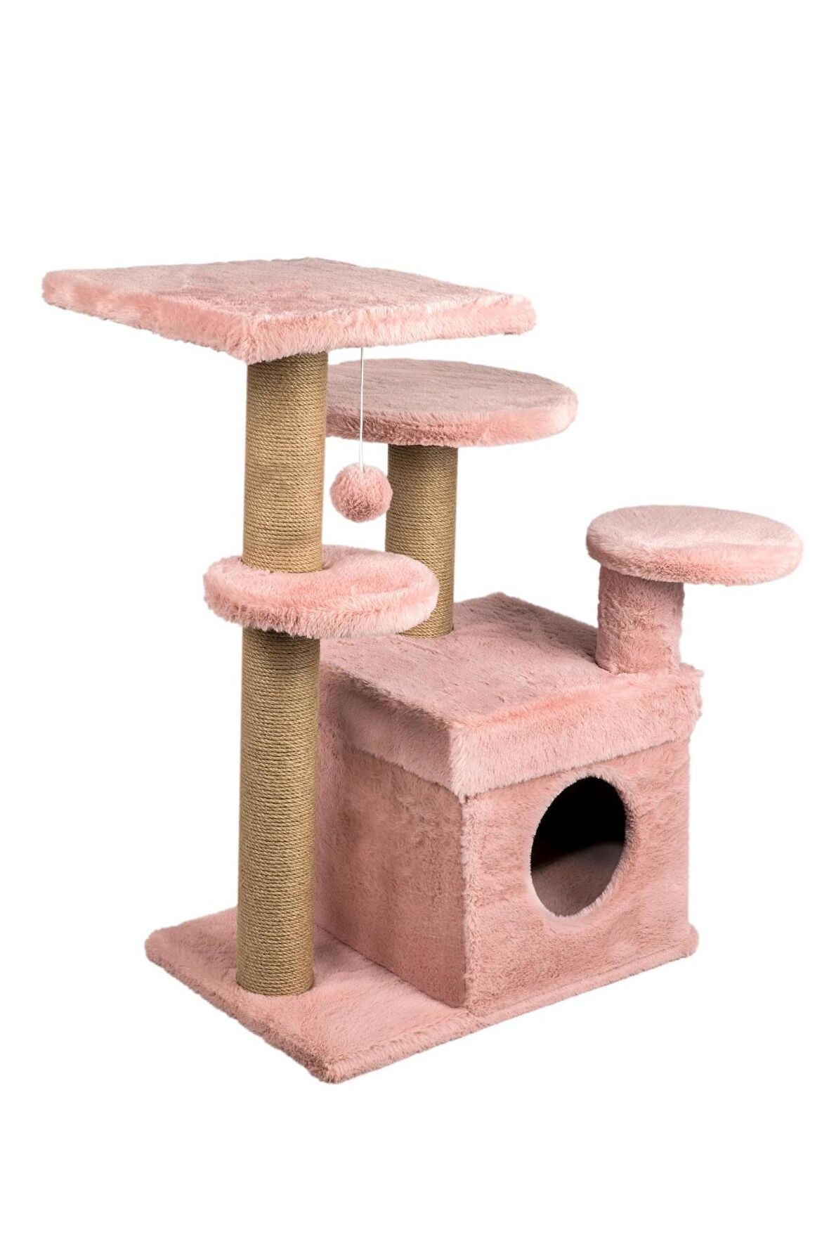 Dubex 65x86x87 cm Kedi Oyun Evi ve Tırmalama Platformu Pembe