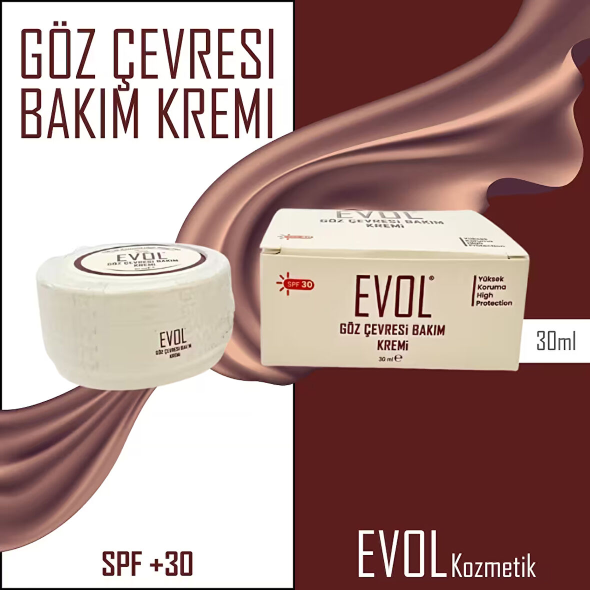 Evol Kozmetik Göz Çevresi Bakım Kremi SPF +30 30ml