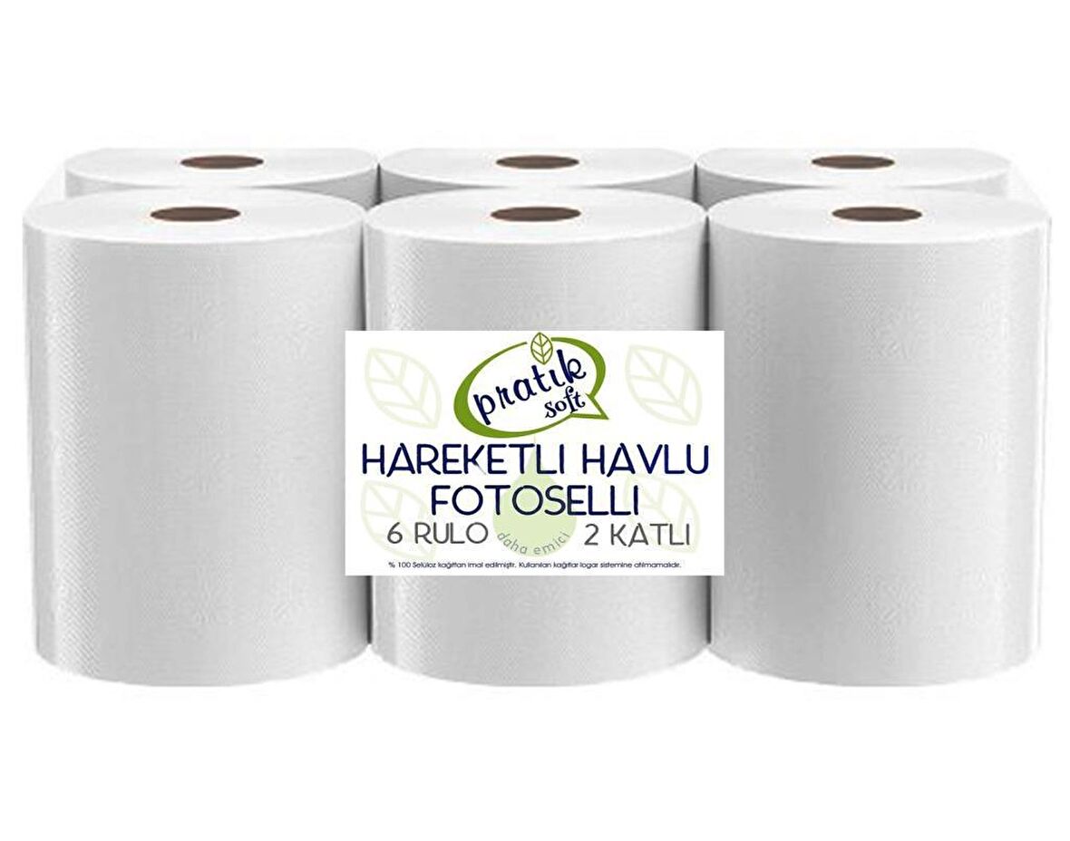 Pratiksoft 21 cm Fotoselli Hareketli Kağıt Havlu 6 Rulo