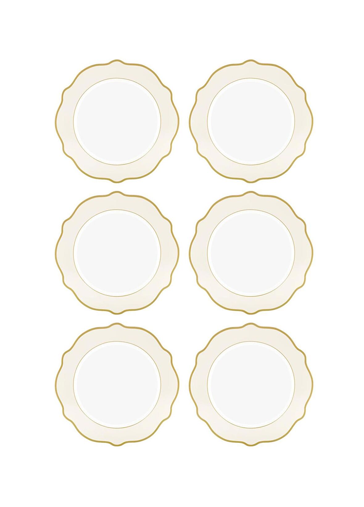 The Mia Jaswely Pasta Tabağı 6 Parça Krem 21 Cm