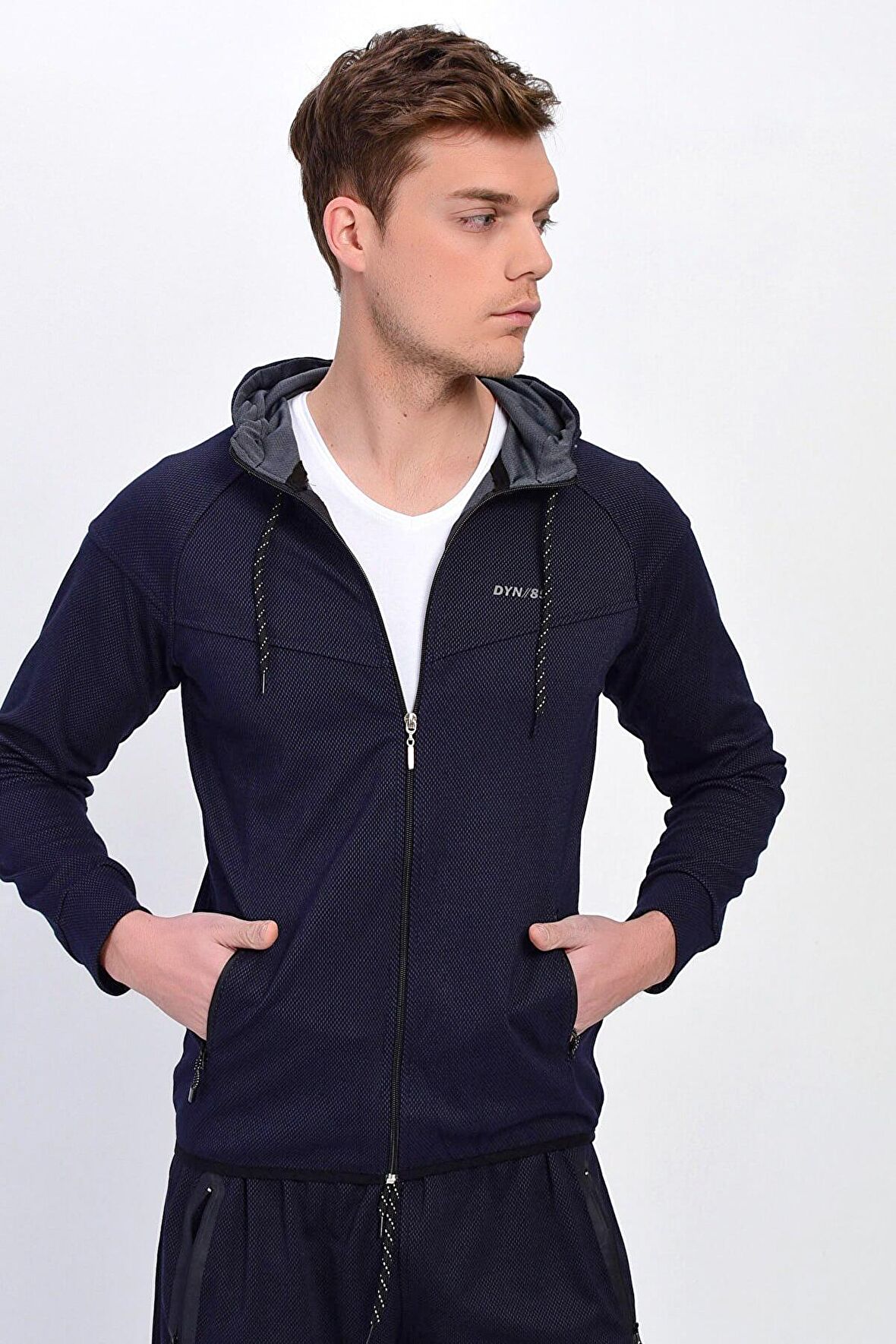 Dynamo Erkek Eşofman Üstü Kapüşonlu Fermuarlı Cepli Lacivert 152