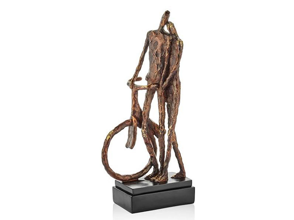 Lamedore Lovers Bisikletli Aşıklar Dekoratif 20.5x12x43.5 Cm