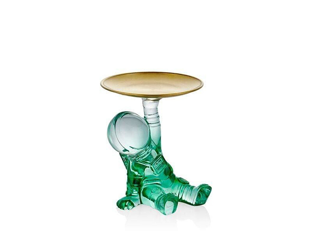 LAMEDORE ASTRONAUT SERVING CLEAR RESIN GREEN 15*14*17