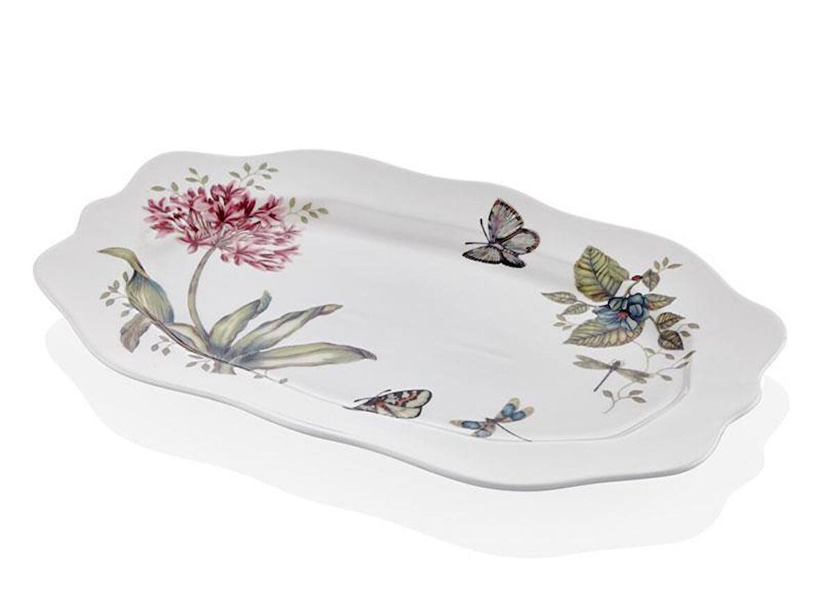 Lamedore Butterfly Serisi Büyük Boy Oval Tabak -Kayık Tabak 35 cm 1JYC-105L