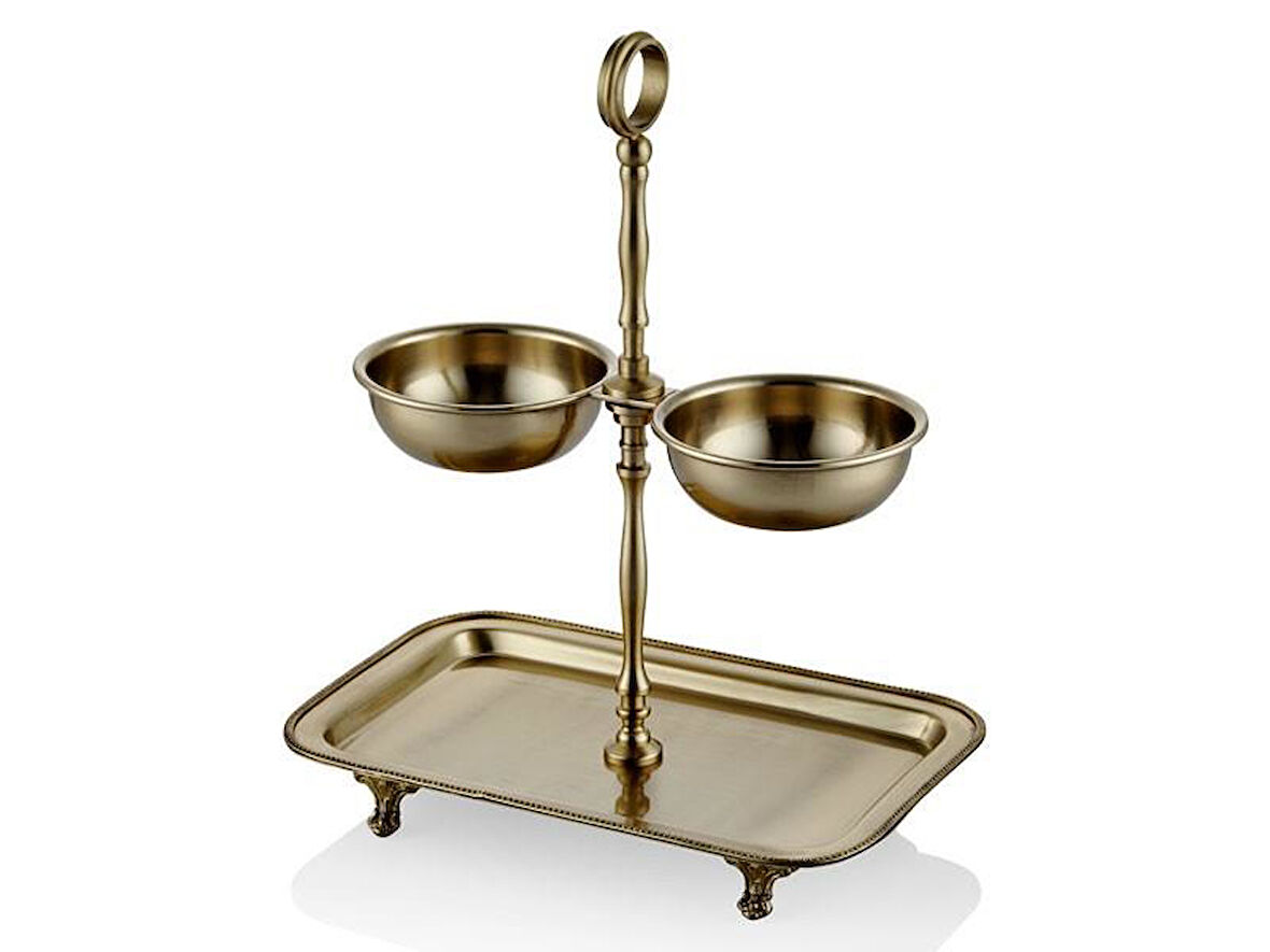 LAMEDORE BLACK PEARL DİKDÖRTGEN GOLD 2Lİ SUNUM SETİ