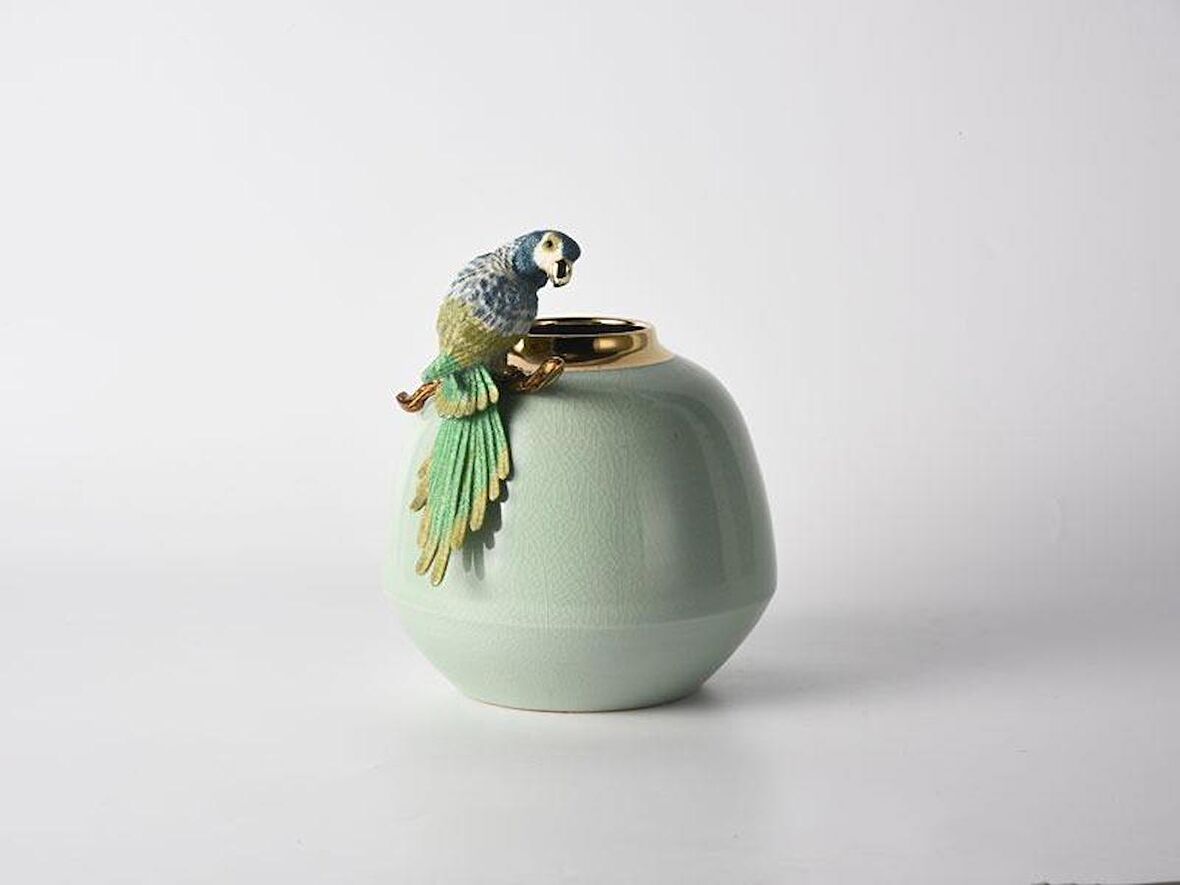 LAMEDOREPARROT NILE GREEN SMALL VASE 21X19X24 CM