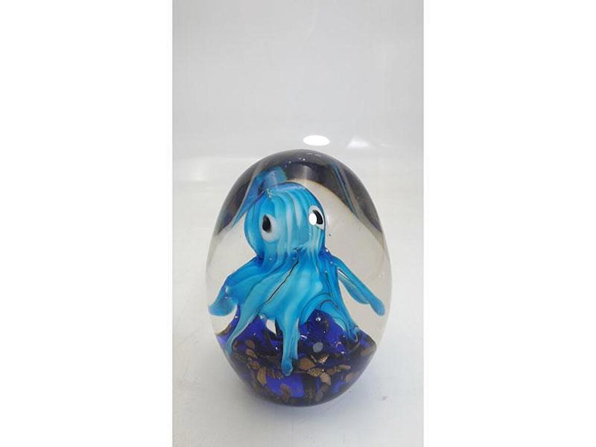 LAMEDOR OCTOPUS BLUE INK GLASS DECOR 9X9X11 CM