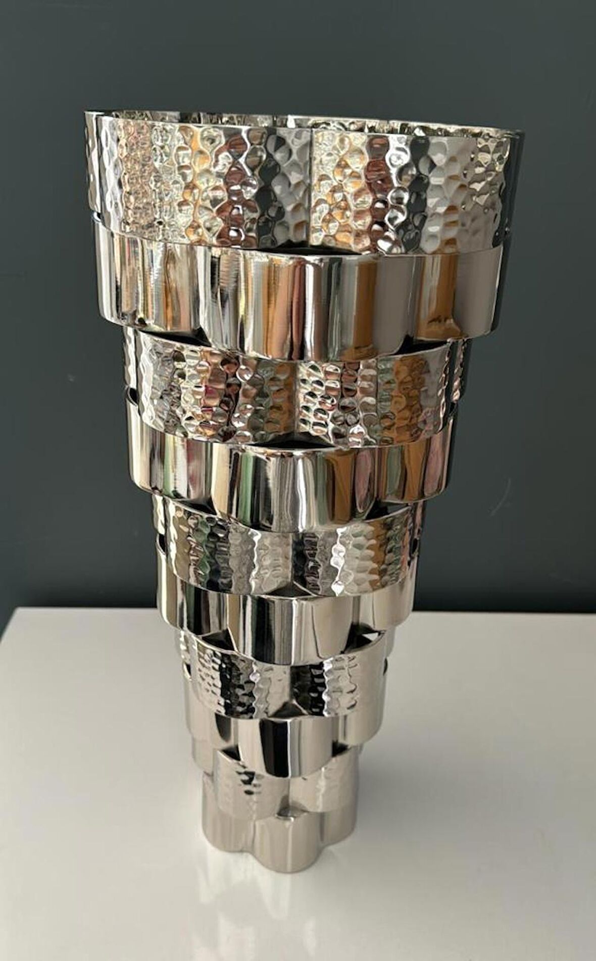 LAMEDOR SKYLAR NICKEL LARGE FLOWER VASE 21X21X46 CM 