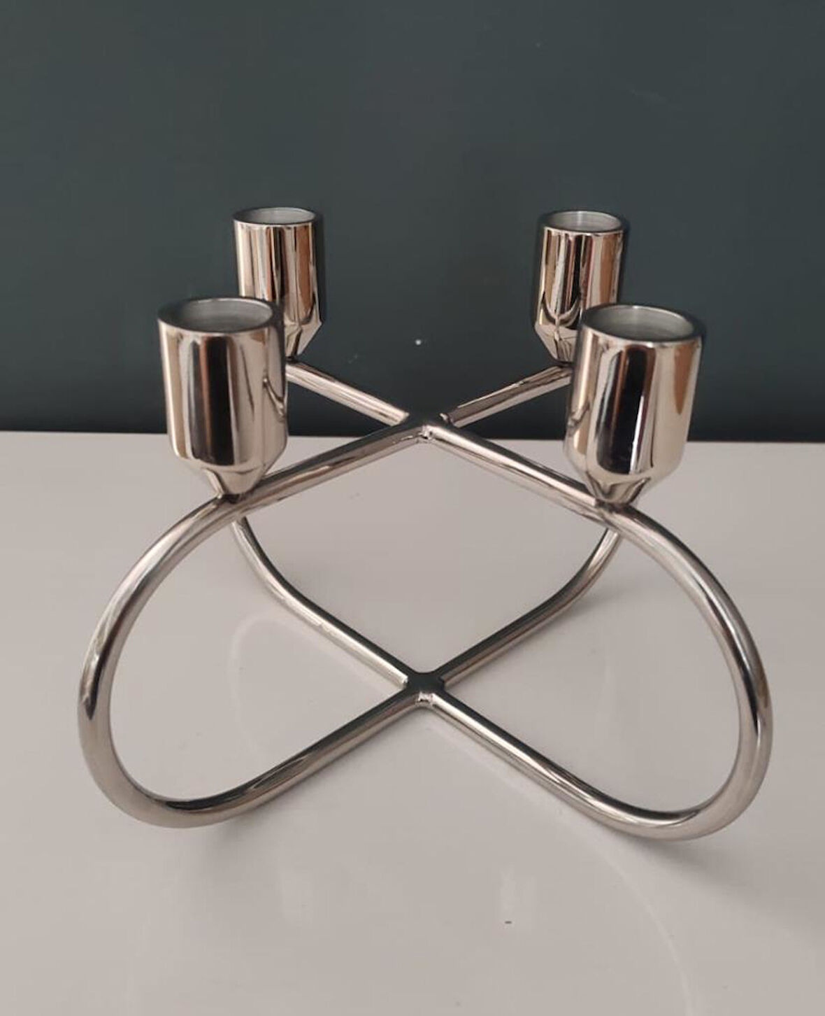 LAMEDORE NİKEL KÜÇÜK DÖRTLÜ MUMLUK 23*23*15 CM