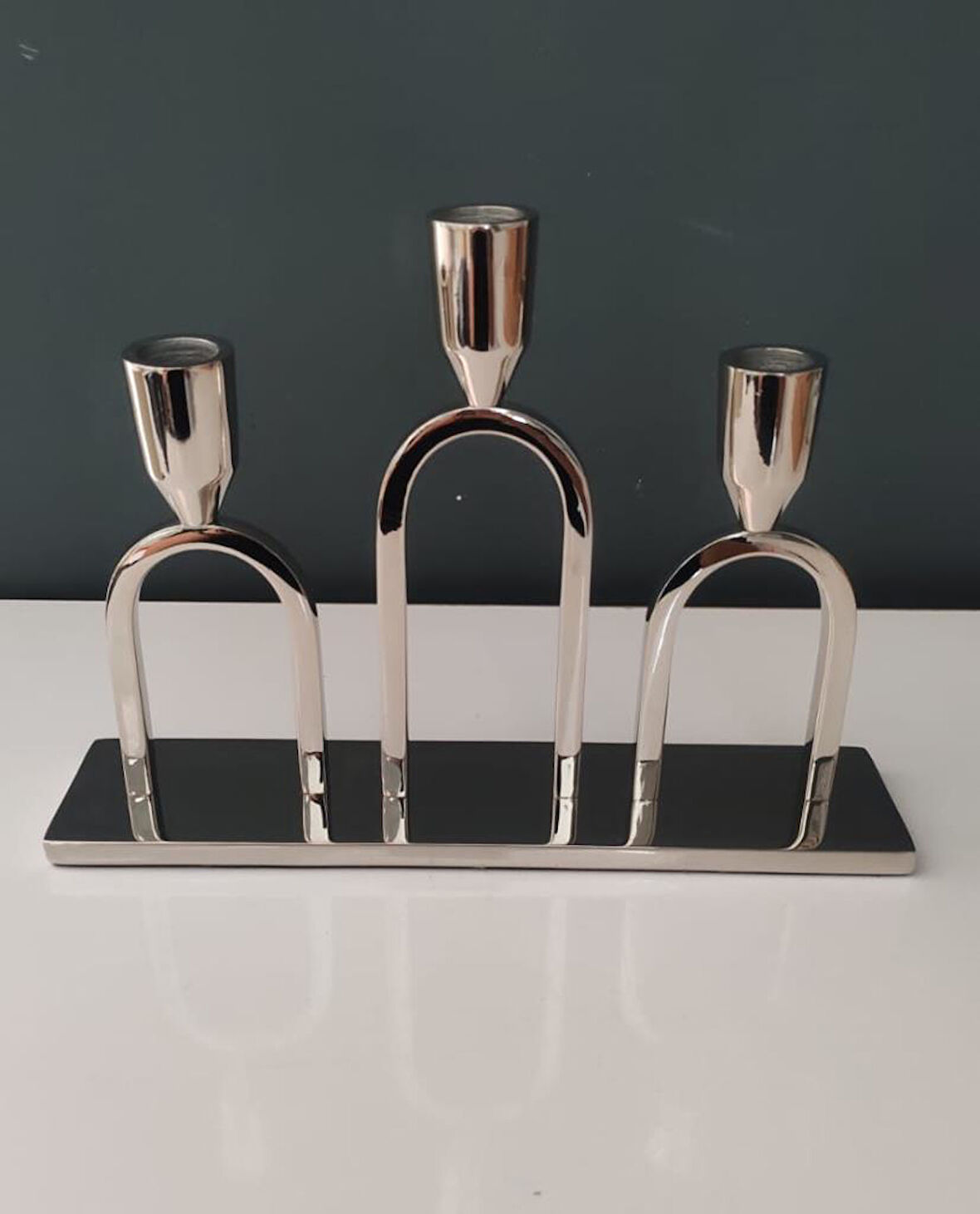 LAMEDORE NİKEL 3 LÜ MUMLUK 28*5*20 CM