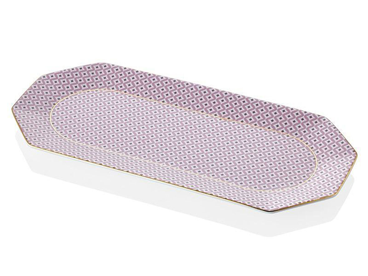 LAMEDORE TEA DELİGHT 33 CM KAYIK TABAK PİNK REGENCY DAMASK 1 ADET