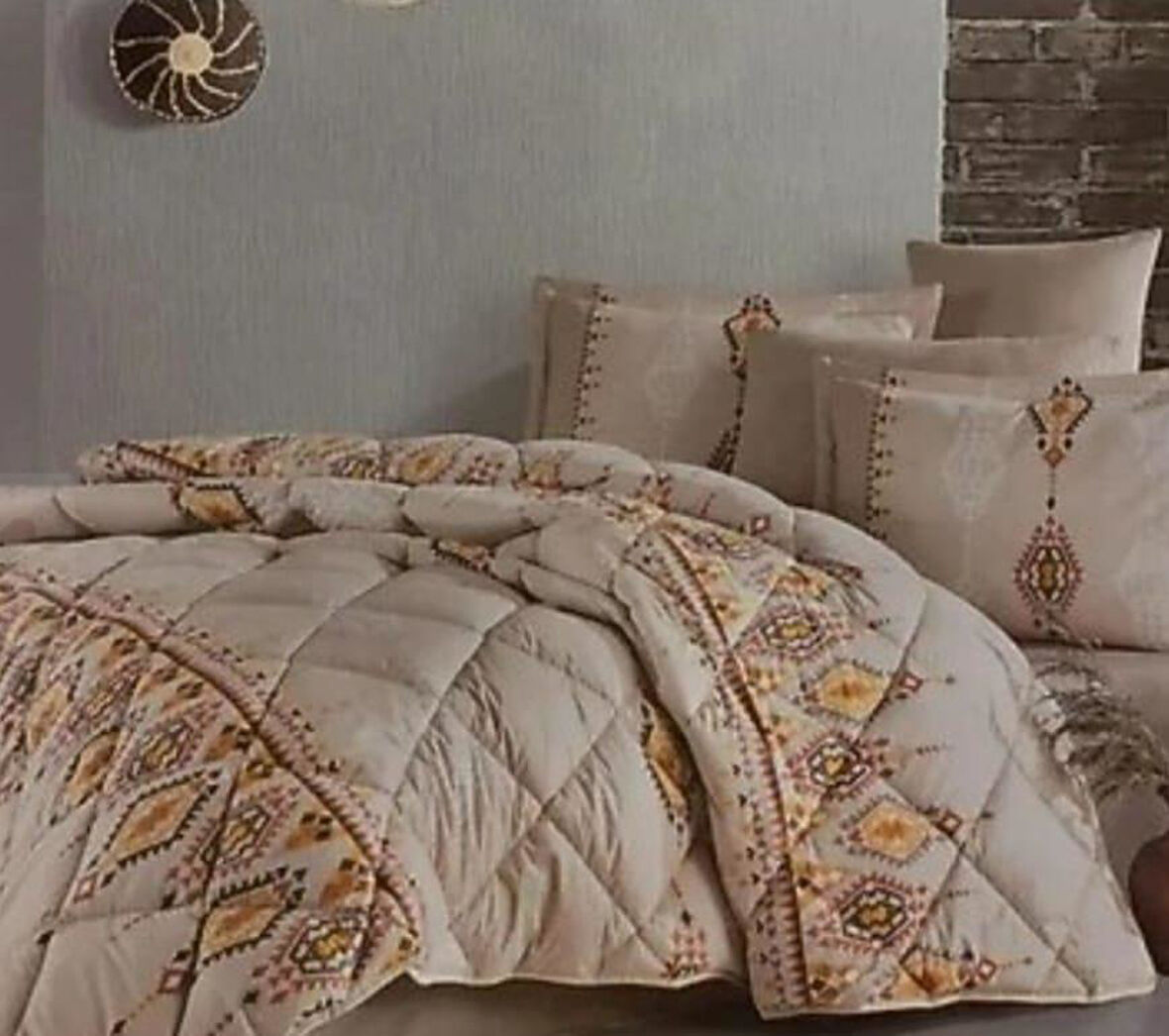 Clasy %100 Pamuk Ranforce Çift Kişilik Silikon Yorgan 195 x 215 Bej